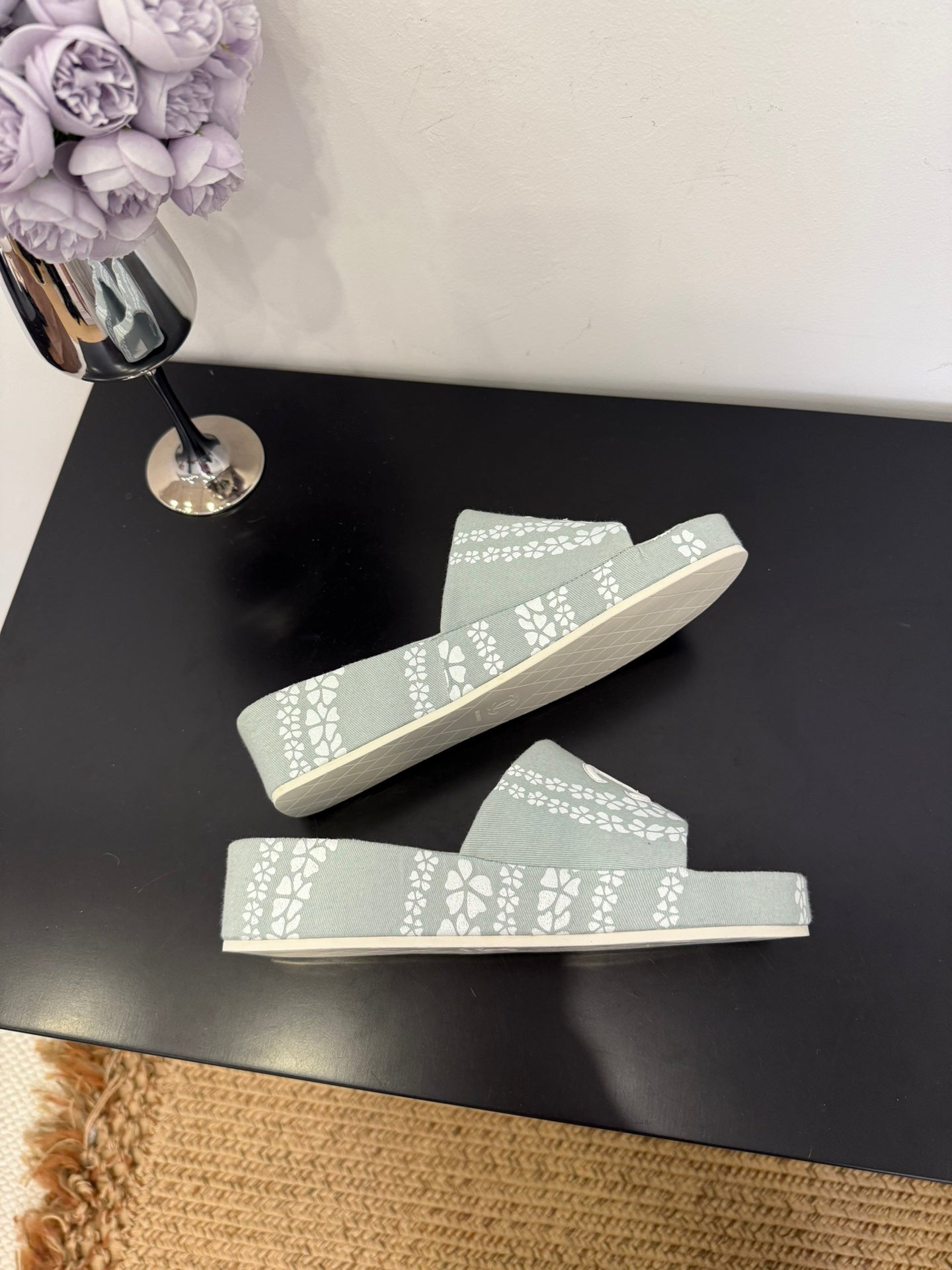 CC 25 Flower Slippers Blue Fabric 330769