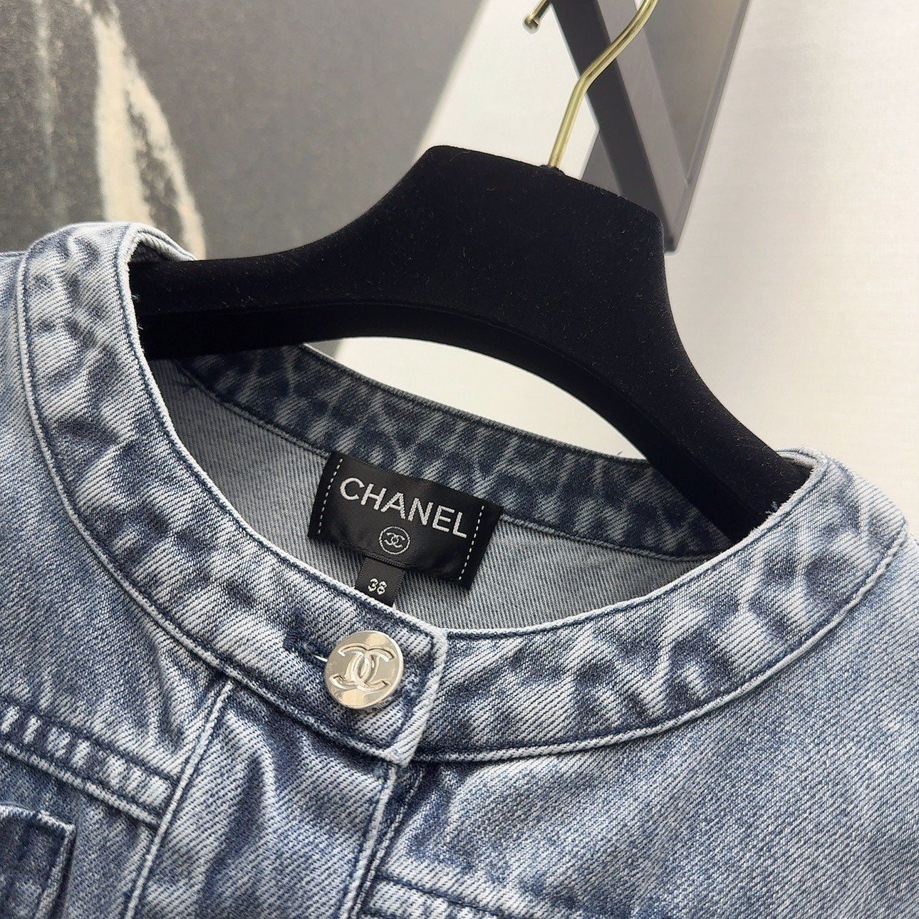 CC 25 Distressed Denim Jacket Blue Cotton