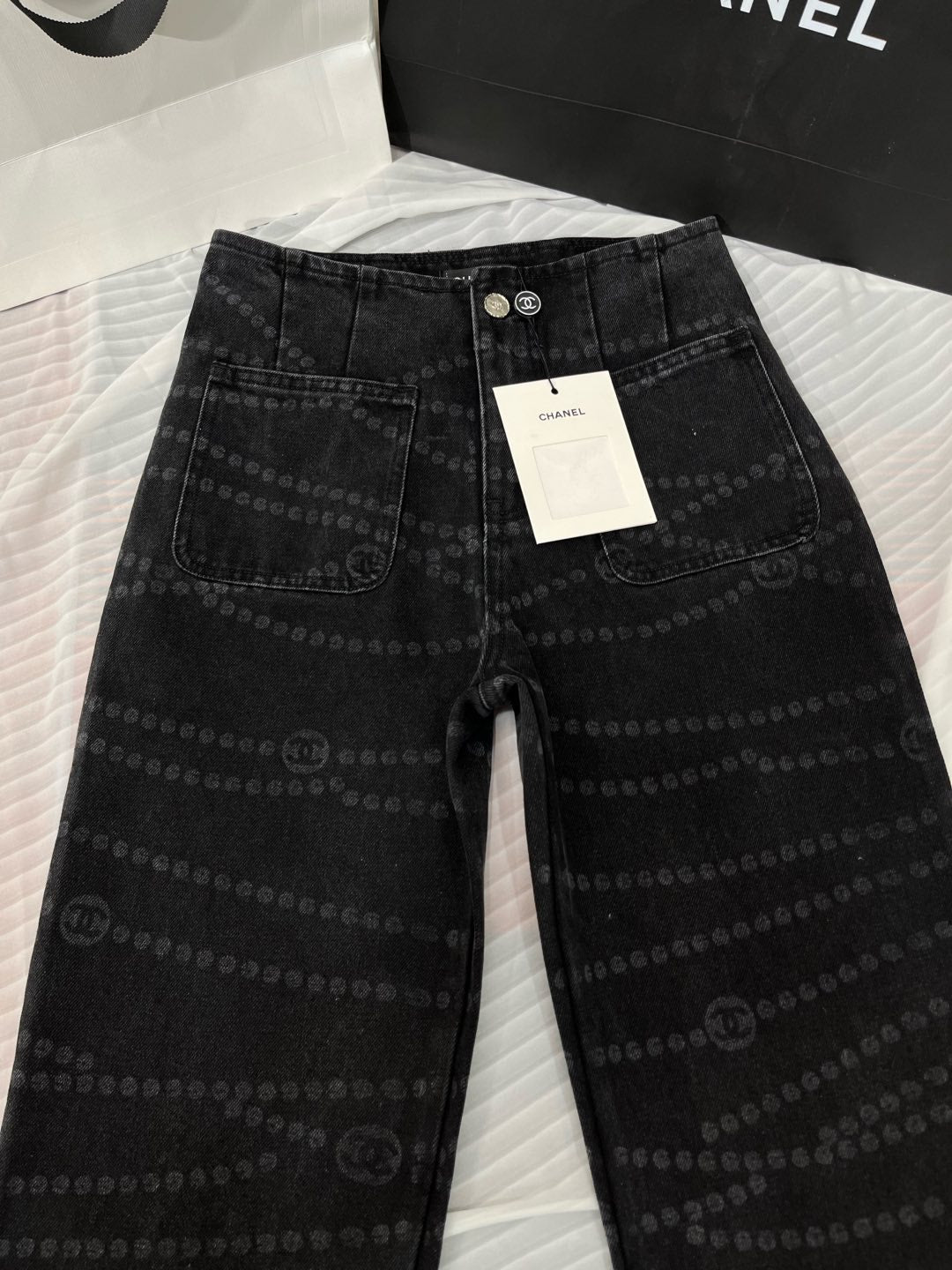 CC 25 Jean Printed Black White Washed Denim