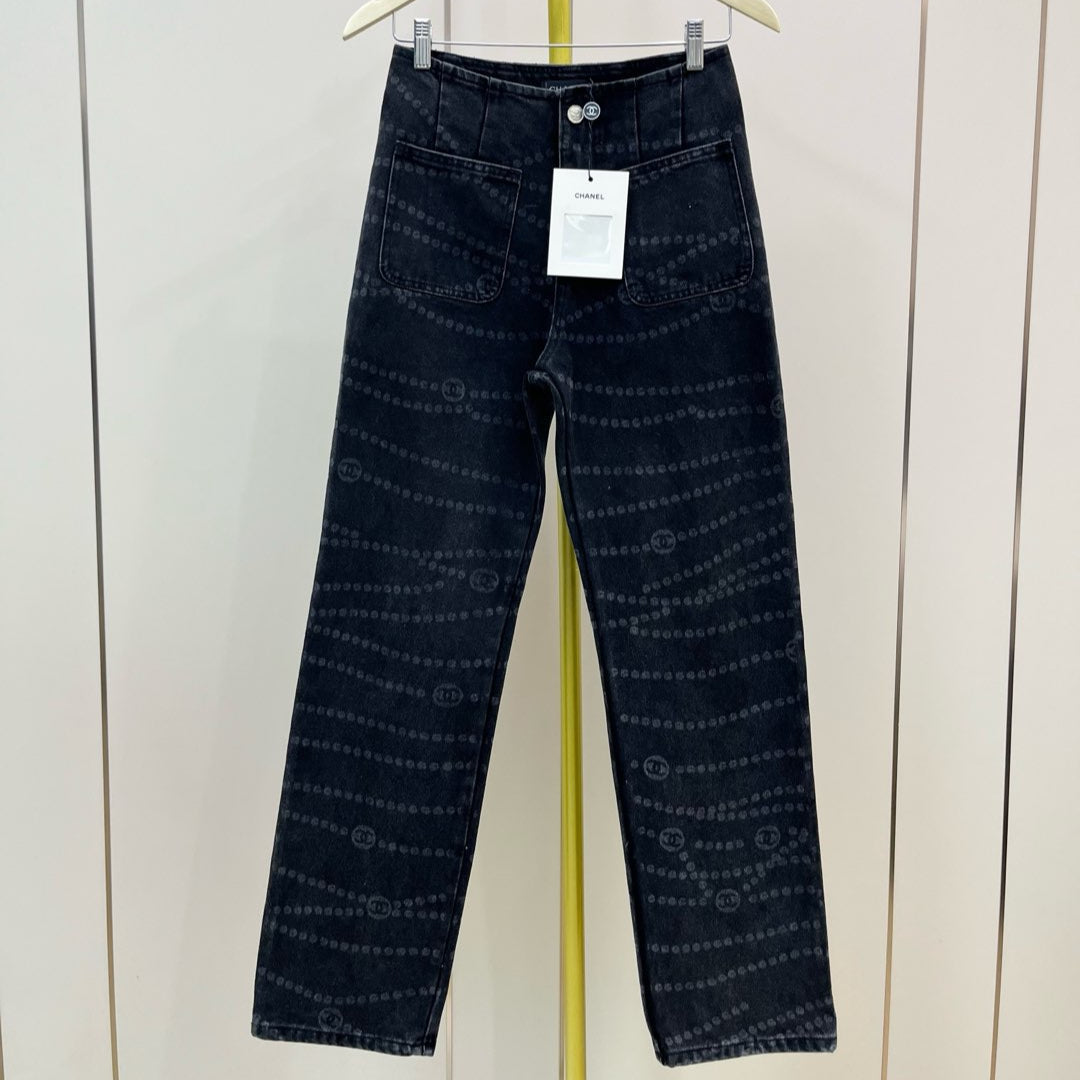 CC 25 Jean Printed Black White Washed Denim