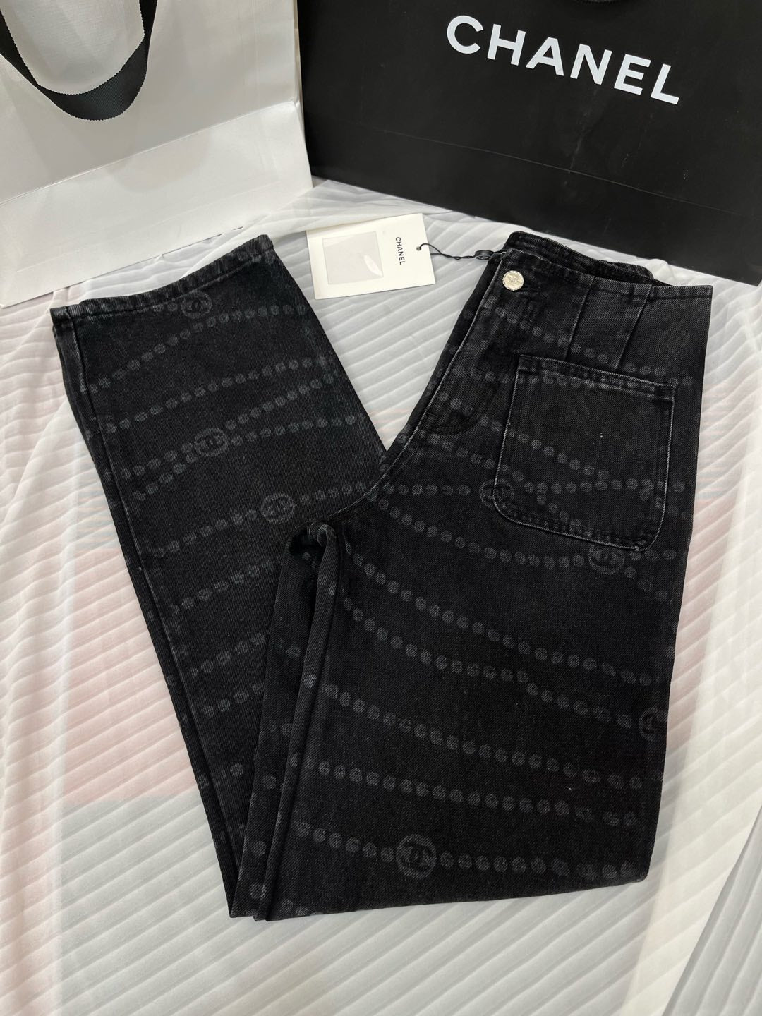CC 25 Jean Printed Black White Washed Denim