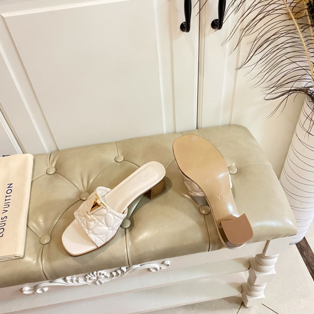 LV Neo Revival Mule 55mm White Ivory Lambskin