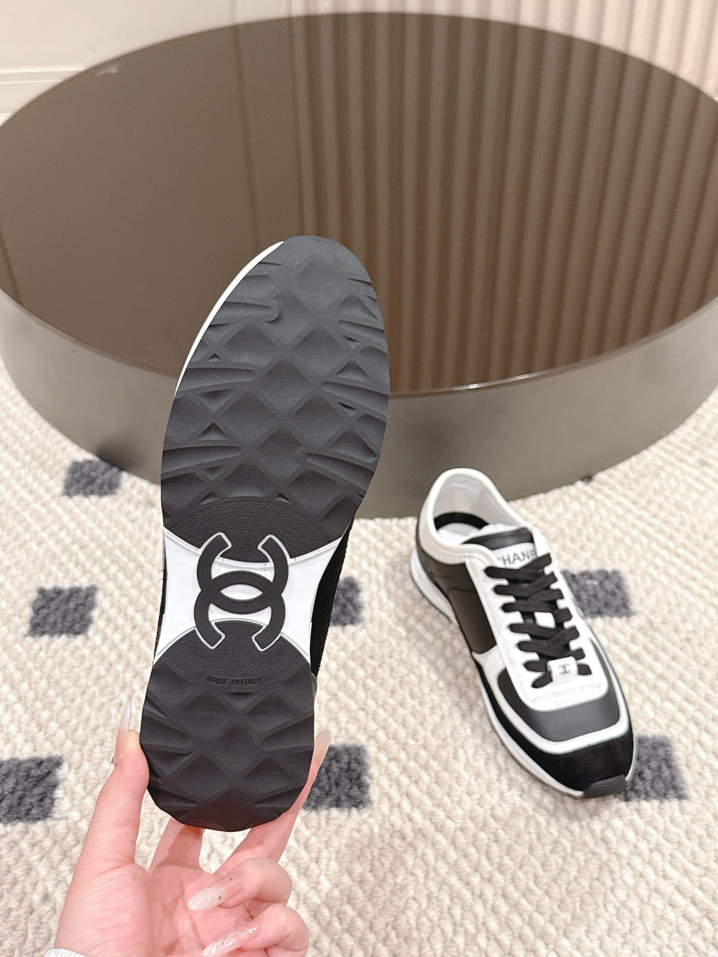 CC 25 Panda Sneakers White Black Calfskin 309073