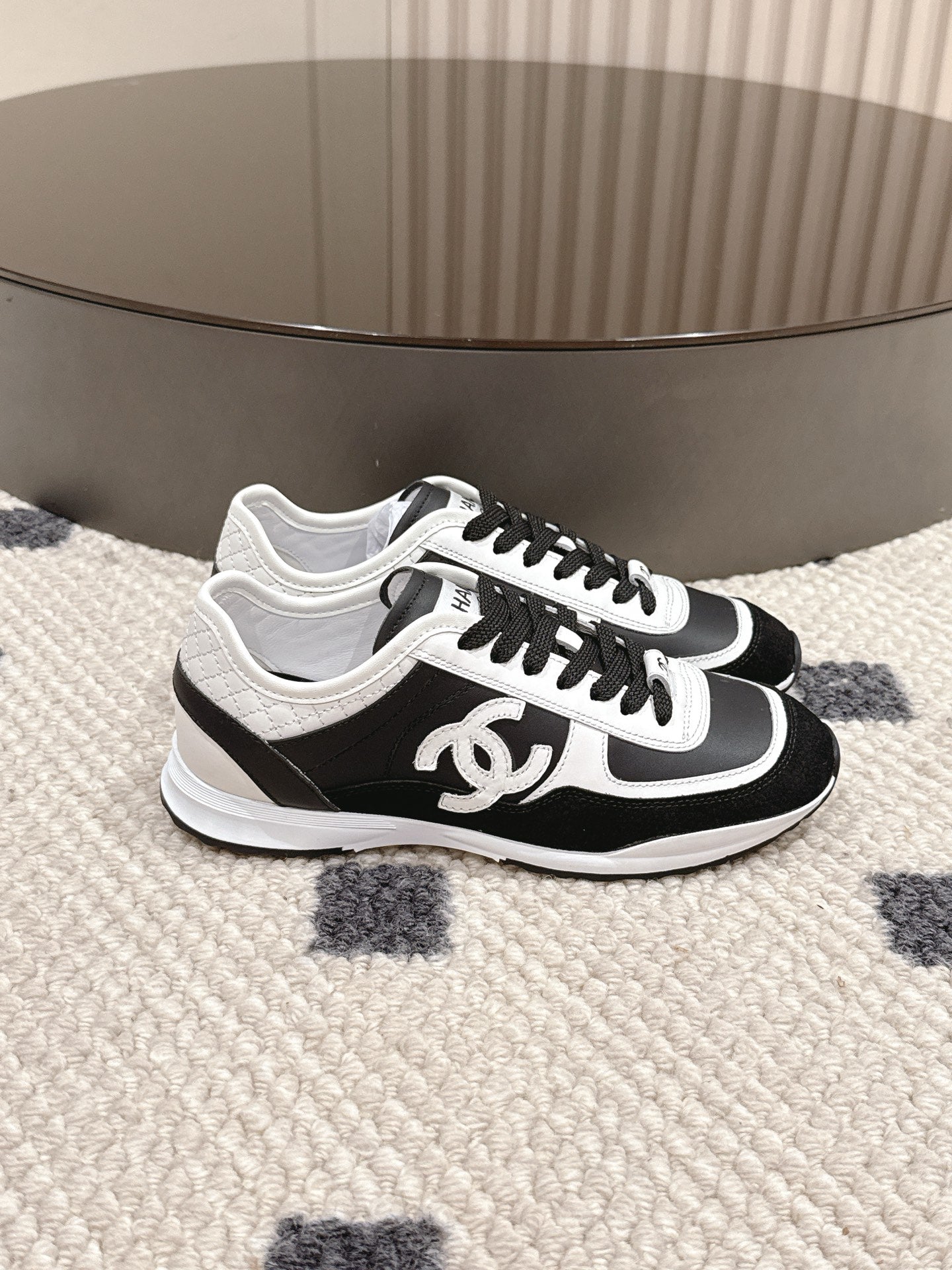 CC 25 Panda Sneakers White Black Calfskin 309073