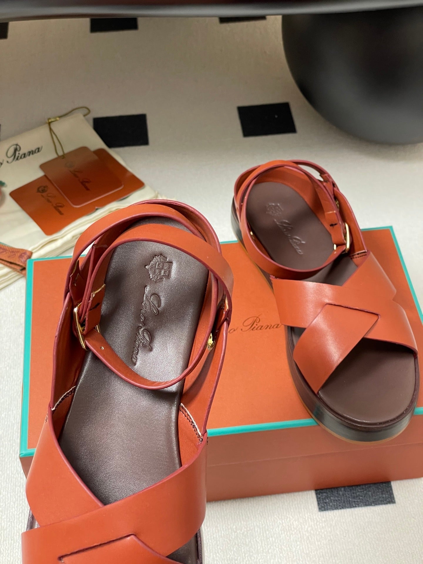 LP Sandal Orange Brown Cowhide 312169