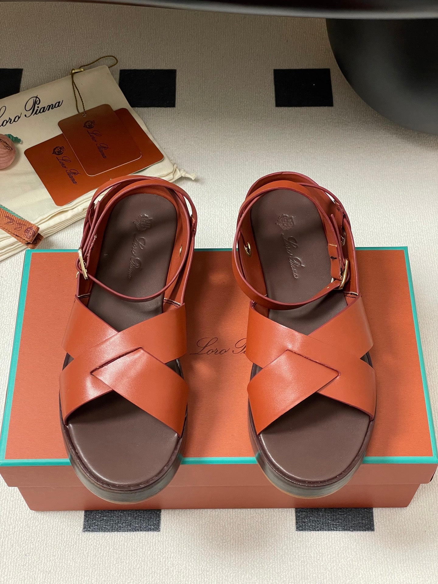 LP Sandal Orange Brown Cowhide 312169