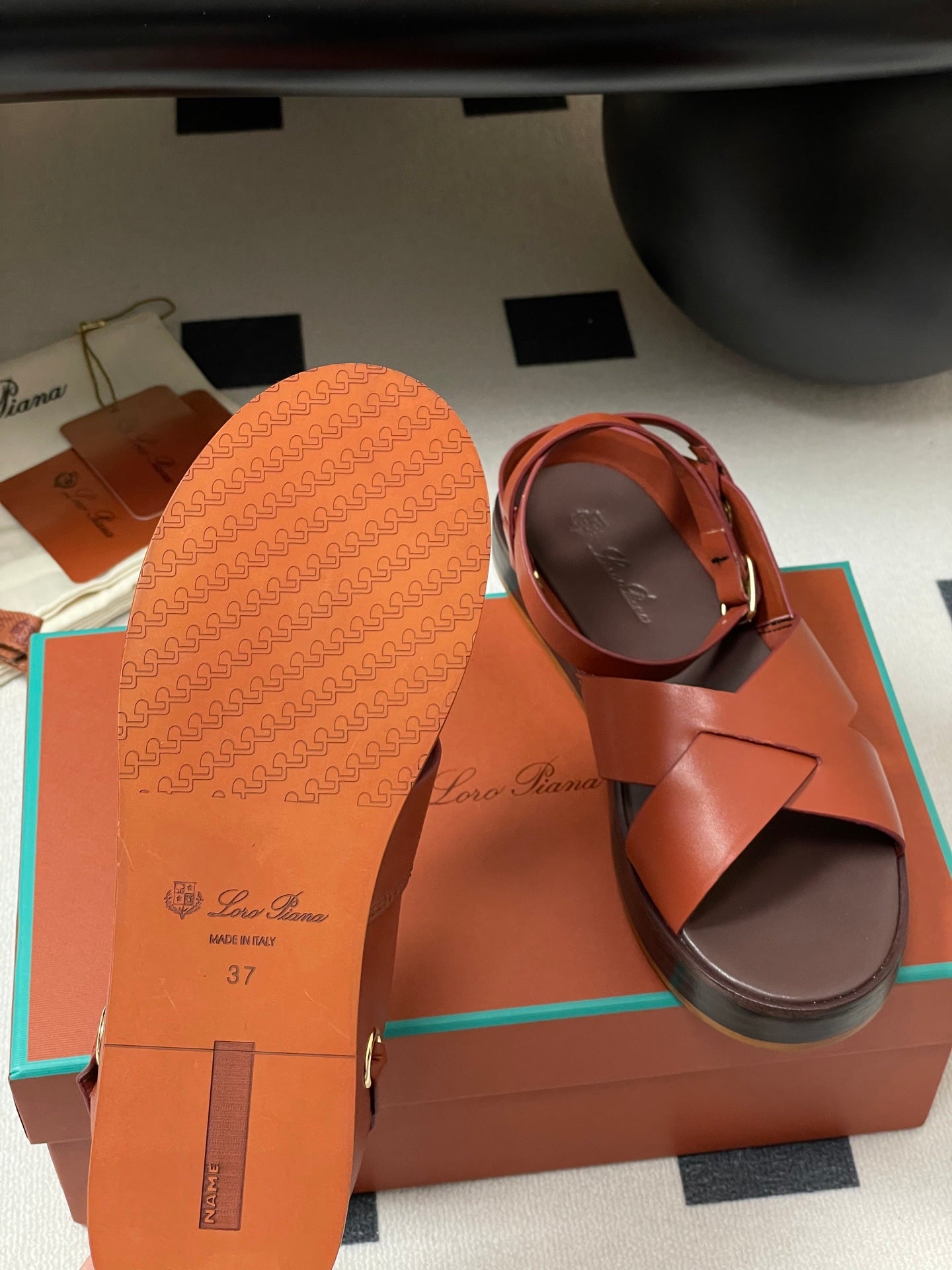 LP Sandal Orange Brown Cowhide 312169