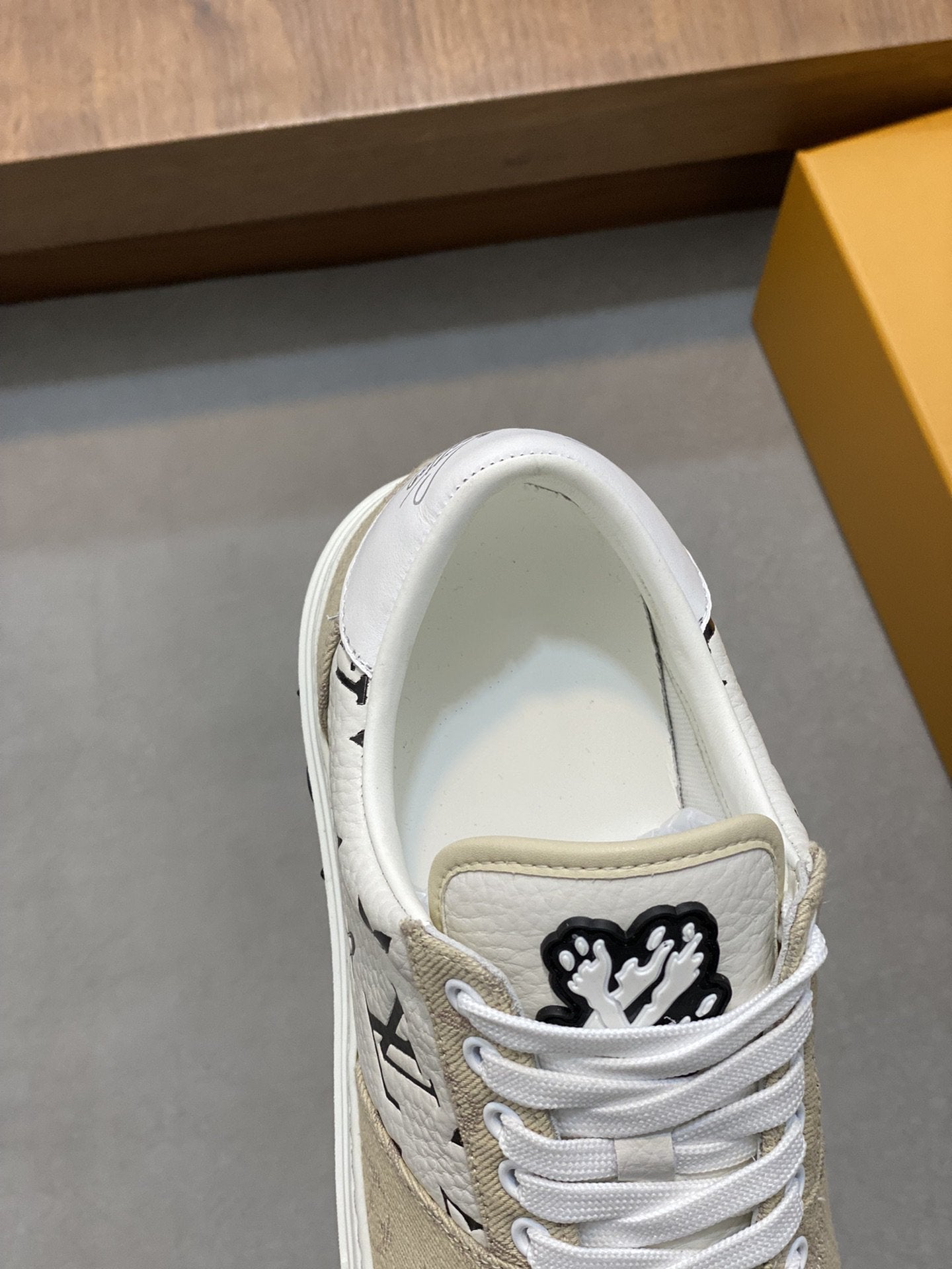 LV MONOGRAM BEIGE AND WHITE SNEAKERS