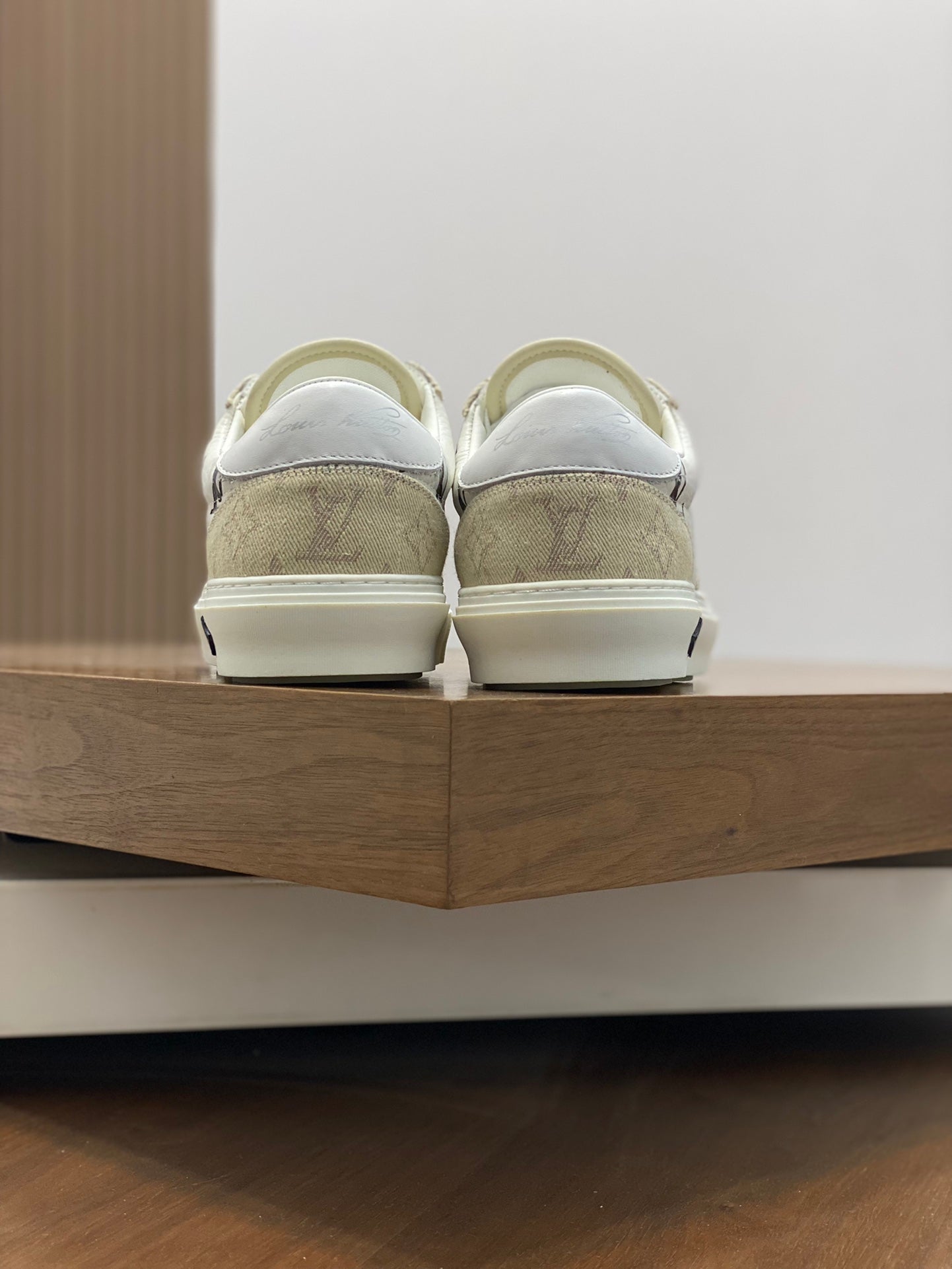 LV MONOGRAM BEIGE AND WHITE SNEAKERS