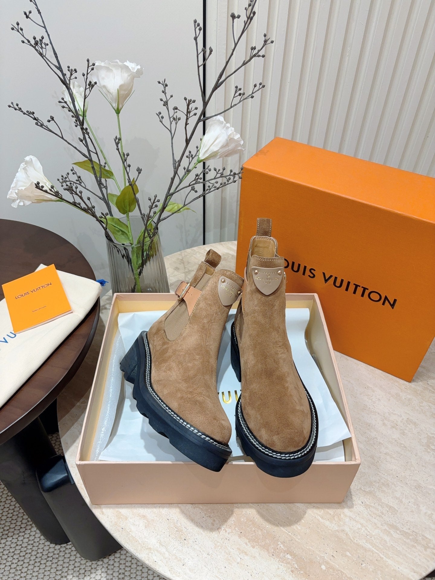 LV Beaubourg Ankle Boot Matte Brown Suede