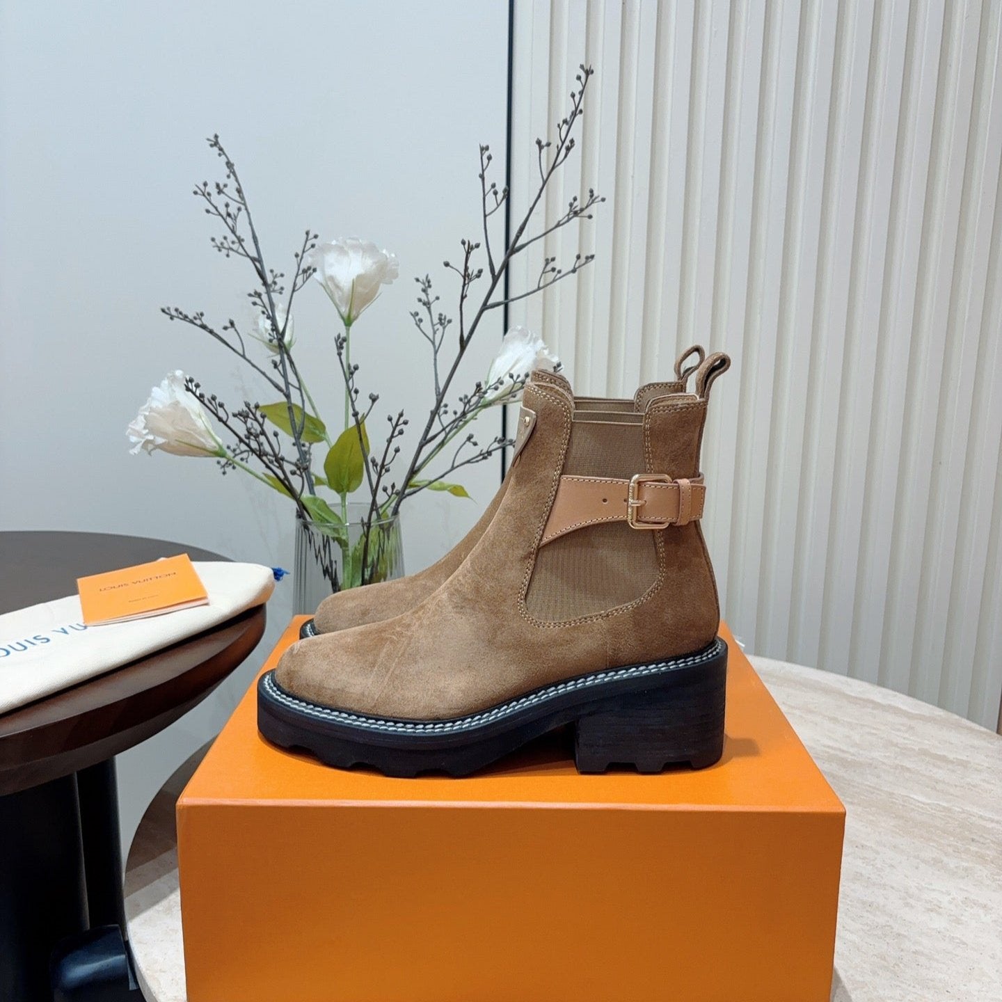 LV Beaubourg Ankle Boot Matte Brown Suede