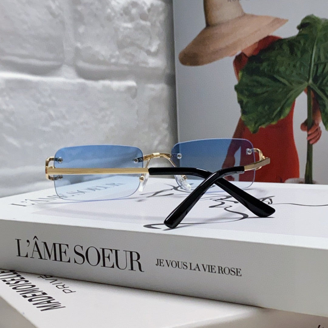 C DE RECTANGULAR RIMLESS FRAME SUNGLASSES 575769 IN METAL