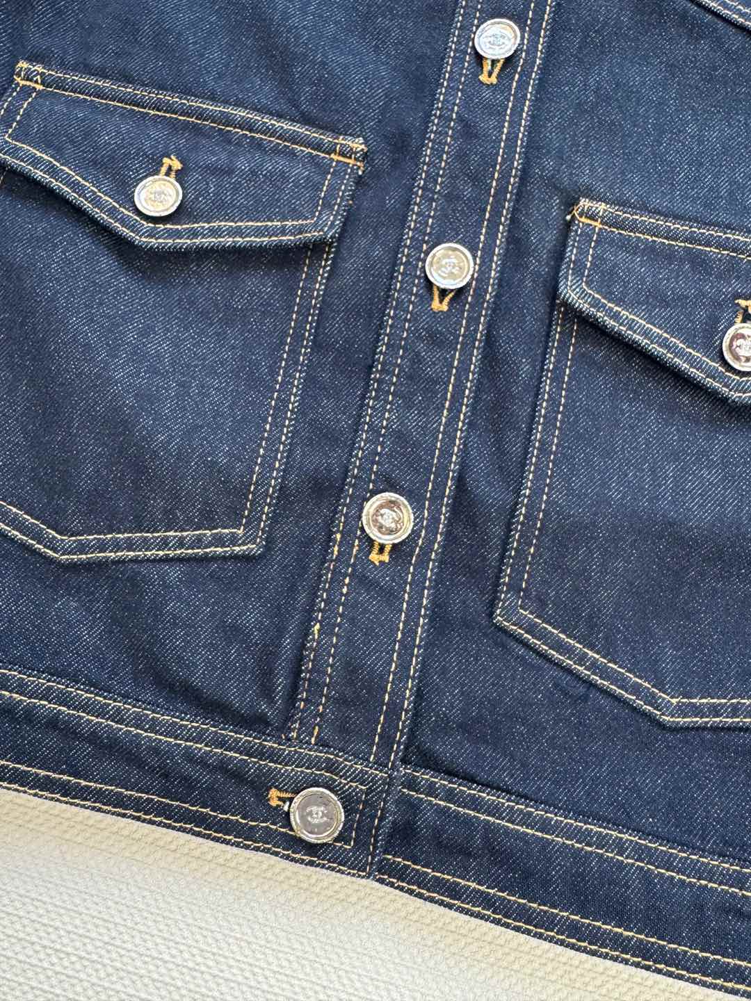CC 25 Vest Jacket Blue Denim Fabric