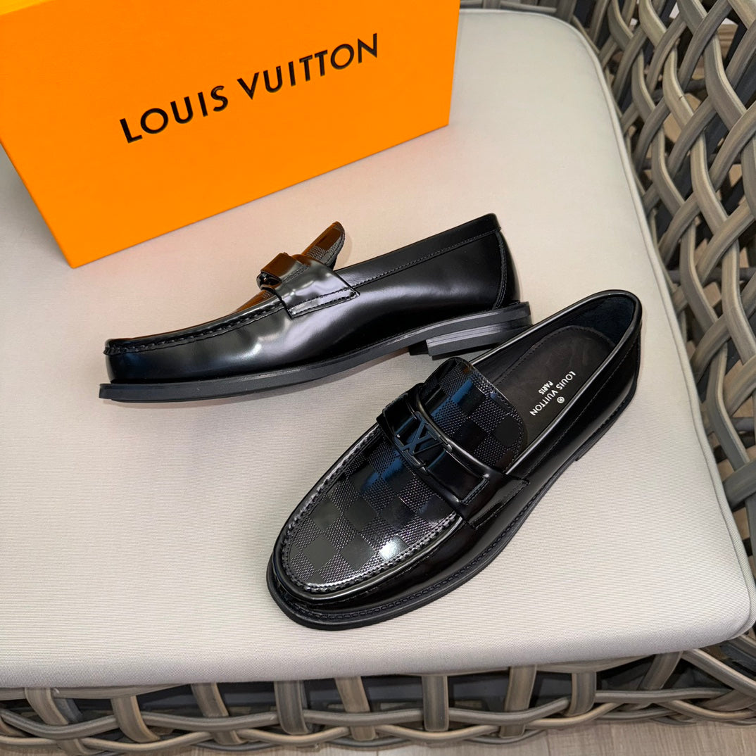 LV MAJOR LOAFERS IN BLACK DAMIER CALFSKIN