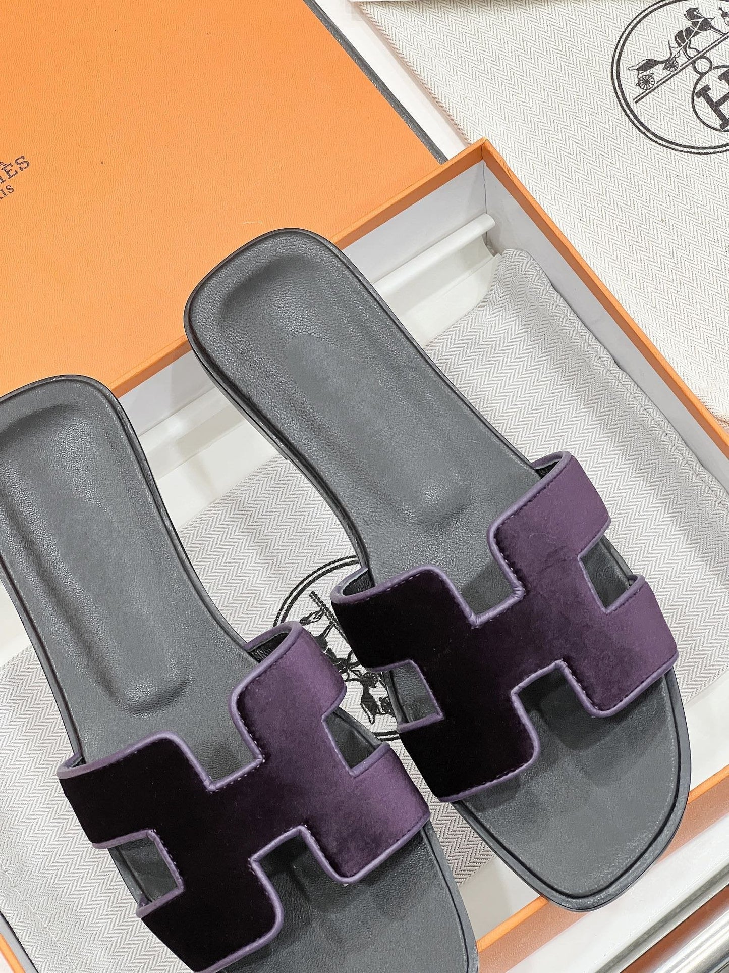 0ran sandal purple velvet goatskin