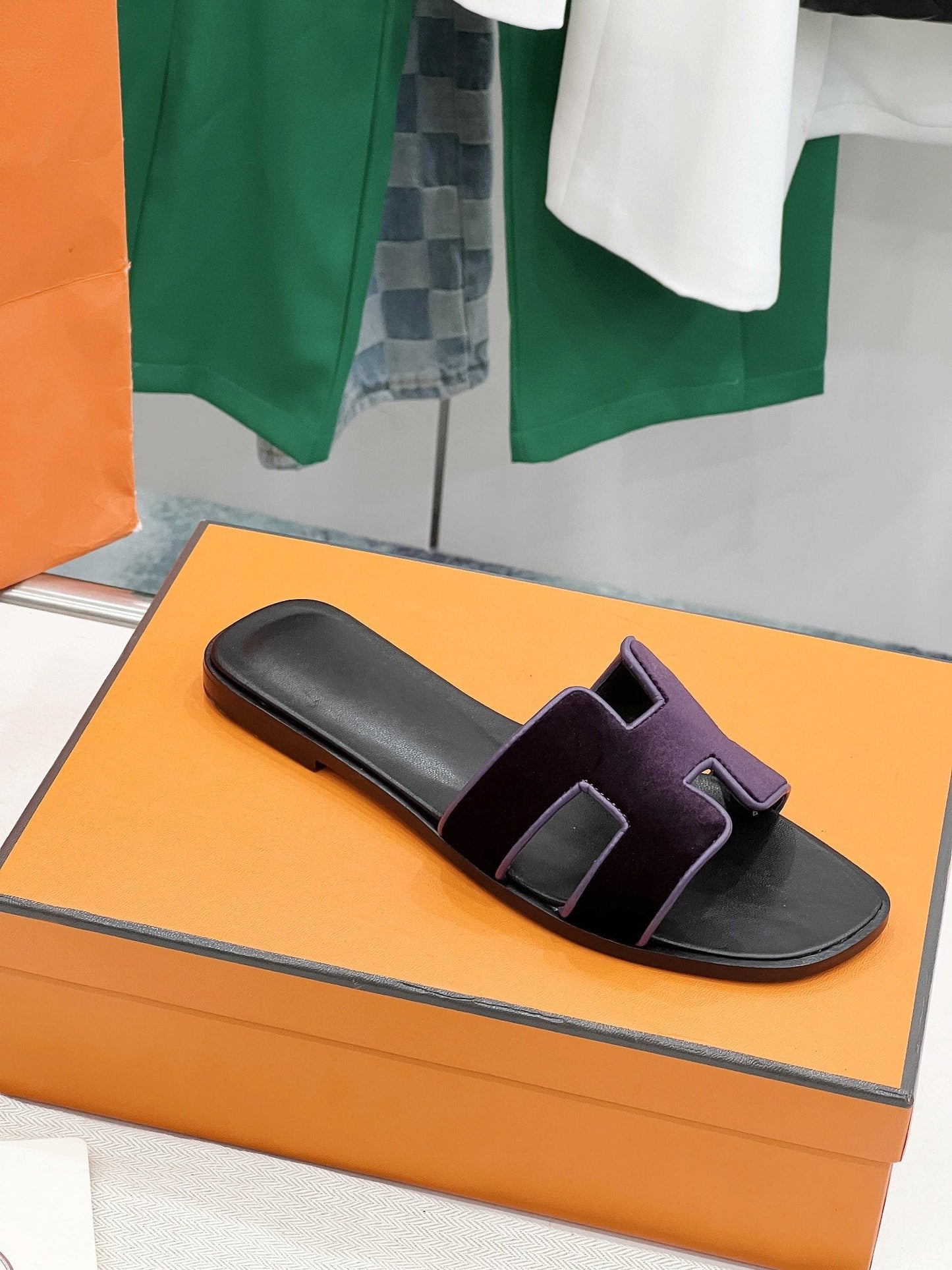 0ran sandal purple velvet goatskin