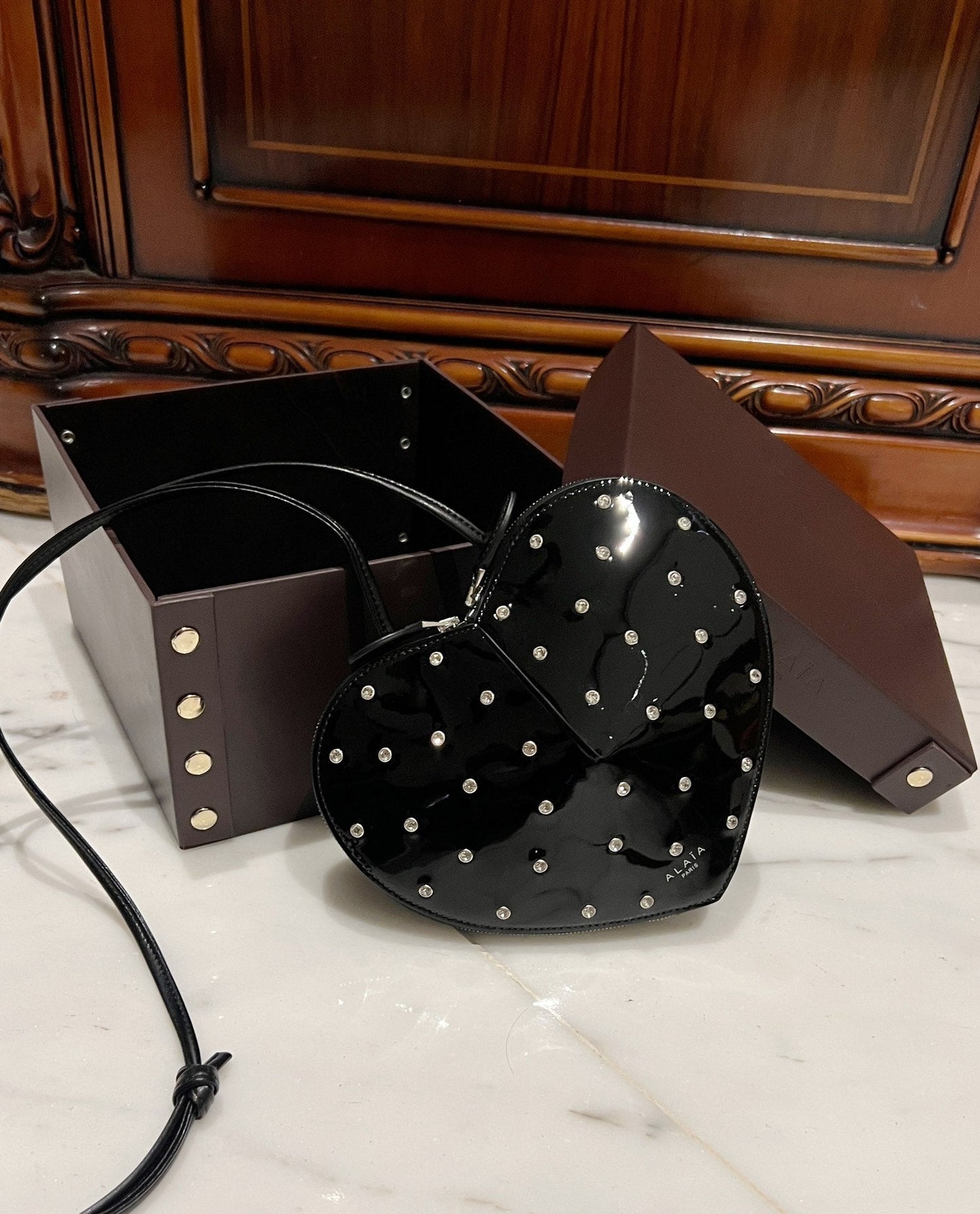 Le Coeur 21cm Black Diamonds Calfskin Shouder 243044