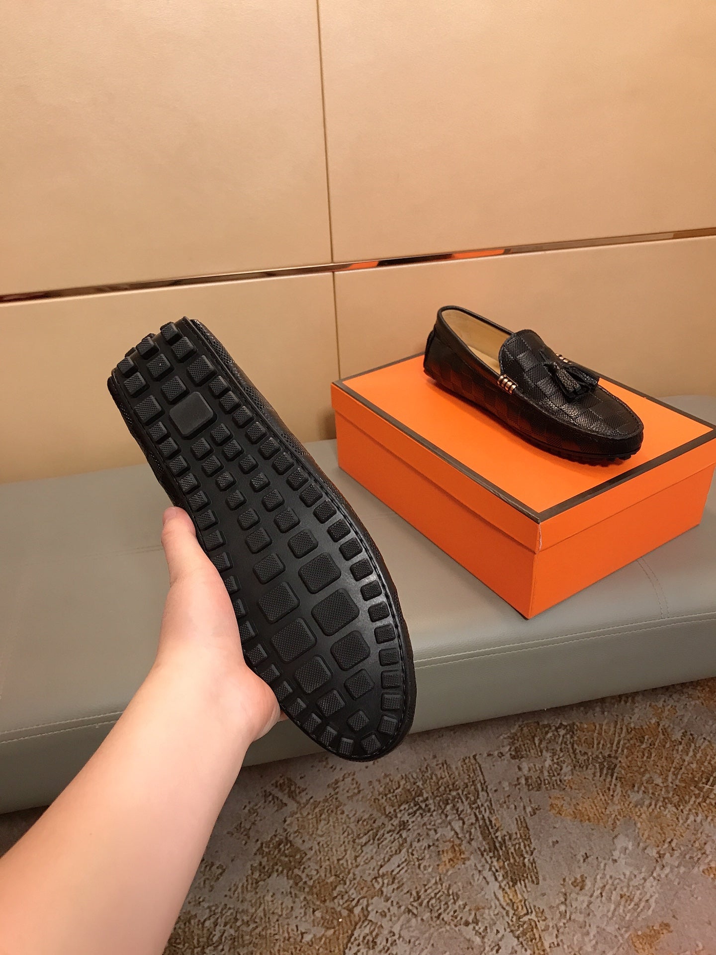 LV LOAFERS BLACK DAMIER CALFSKIN WITH TASSEL