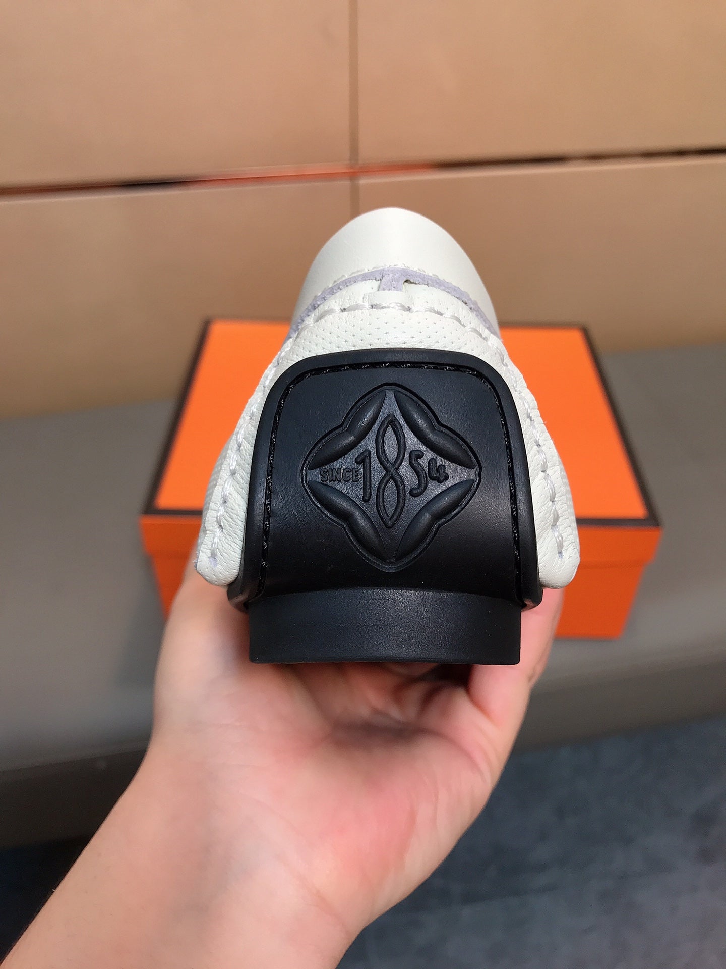 LV LOAFERS IN WHITE CALFSKIN WITH BRANDED EMBOSSING