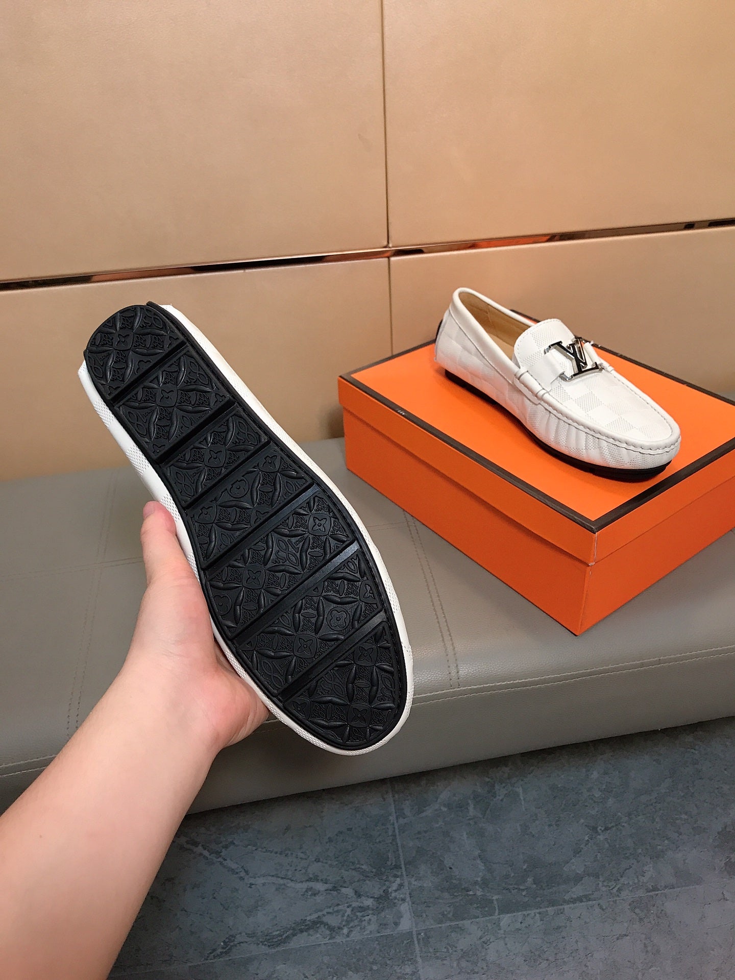 LV LOAFERS IN WHITE DAMIER CALFSKIN