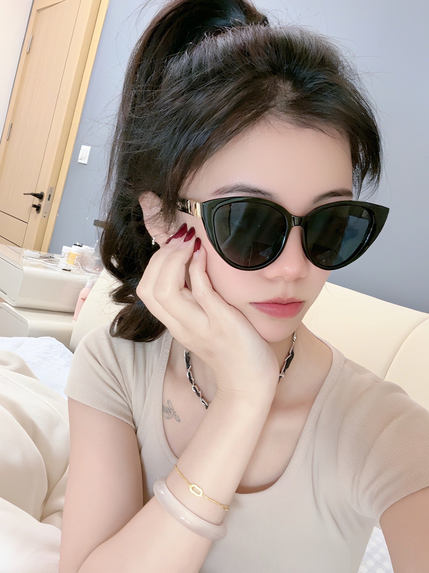 CAT EYE SUNGLASSES L15803 IN ACETATE