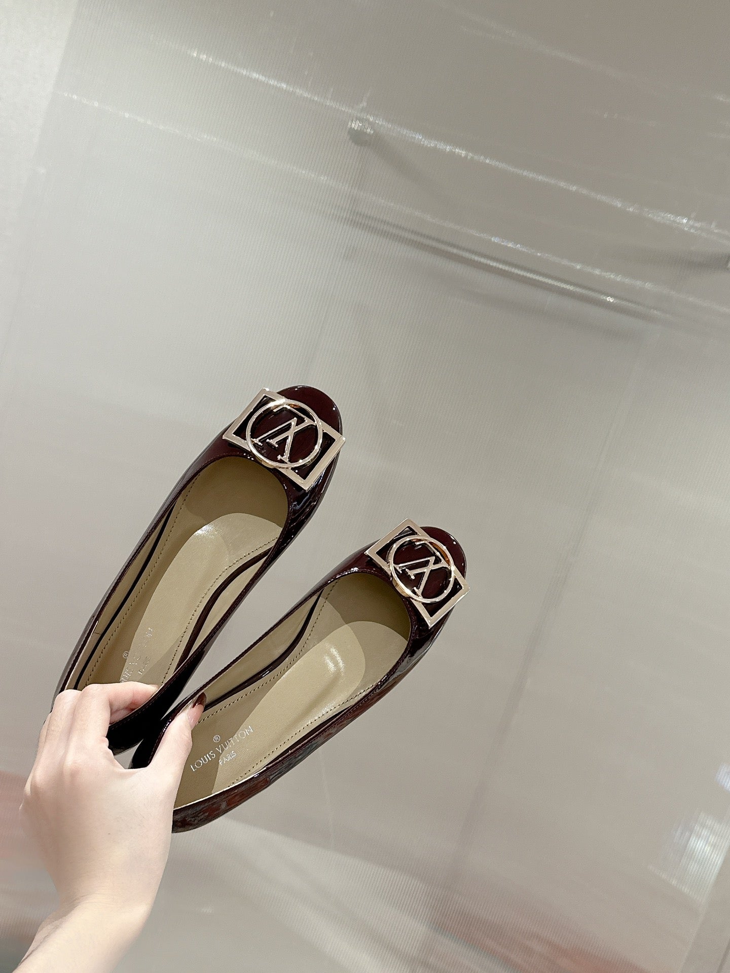 LV Shake Flat Ballerina Wine Red Lambskin