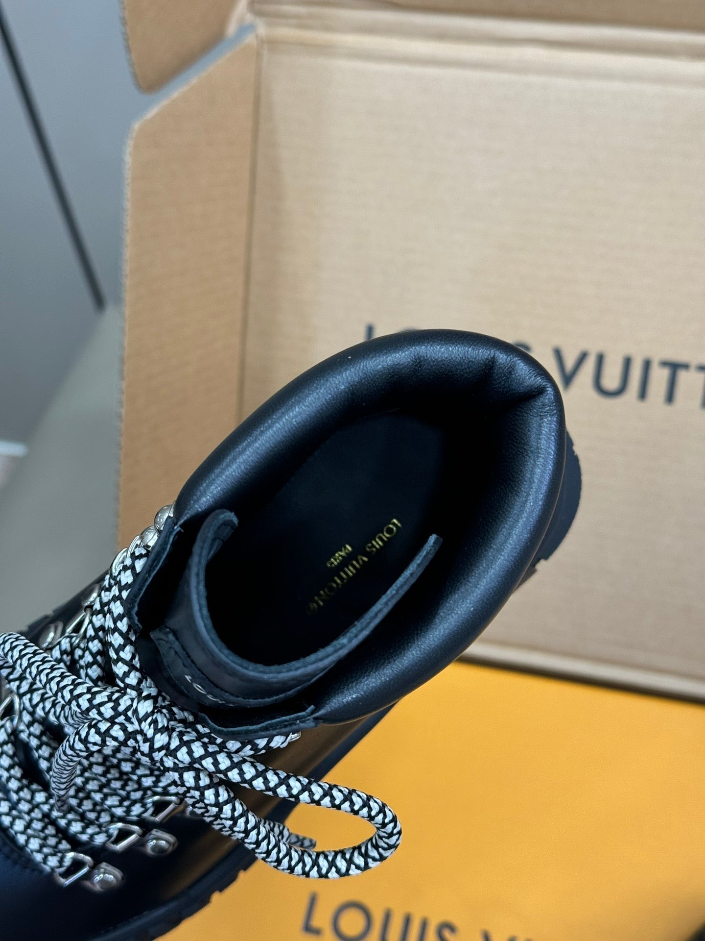 LV Ruby Flat Ranger Boots Black Calfskin