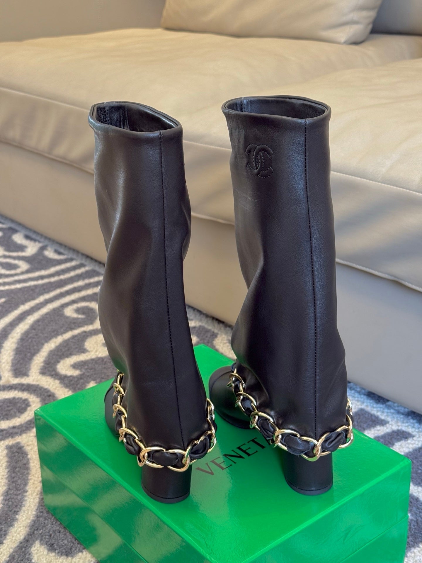 CC 25 High Boot Black Calfskin 409134