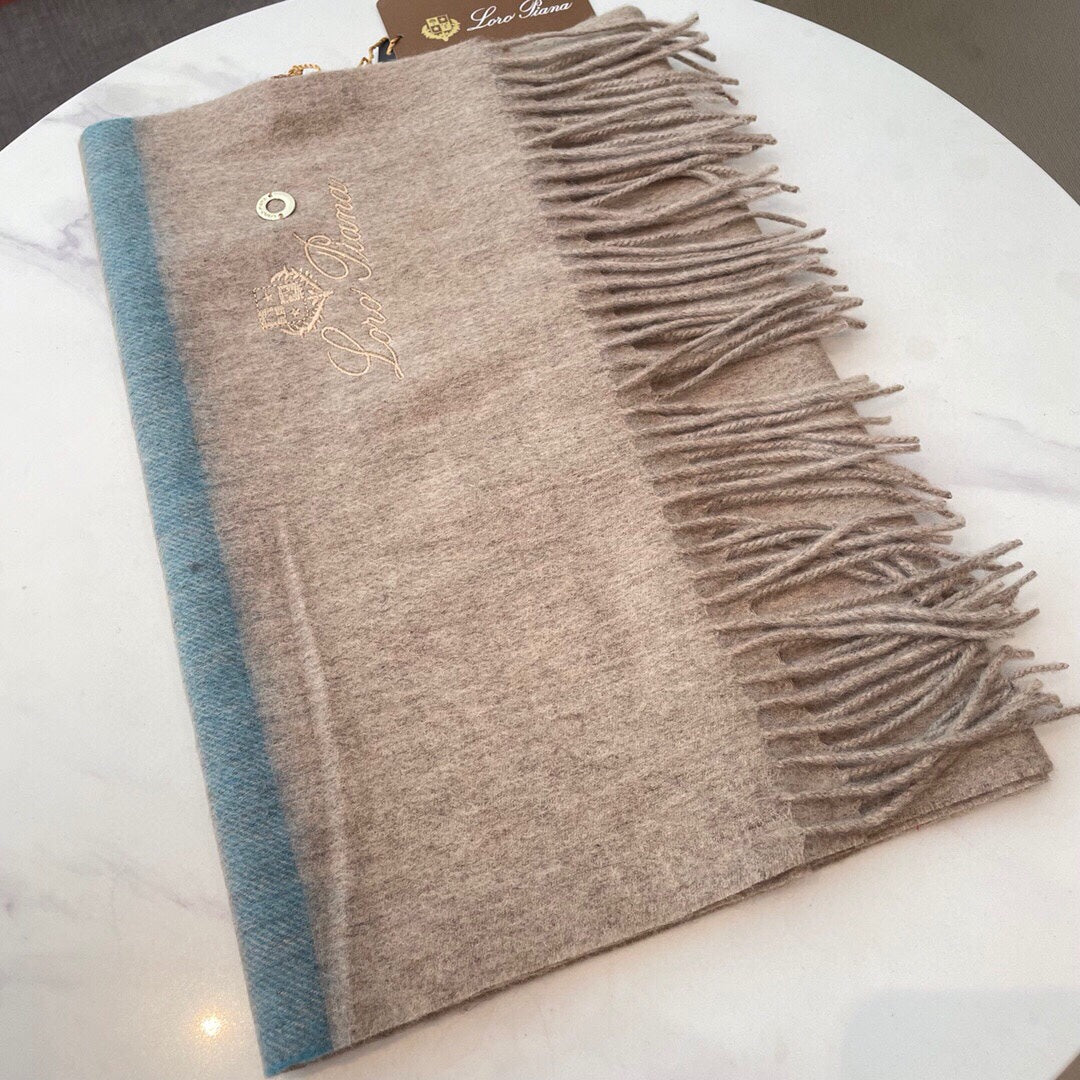 LP Twelve Scarf 180 CM In Light Brown Mix Light Blue Cashmere 180946
