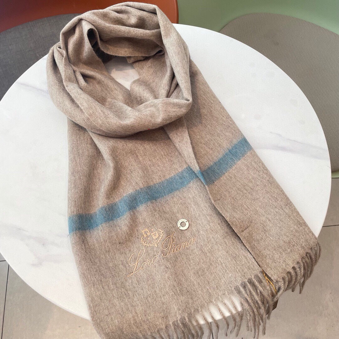 LP Twelve Scarf 180 CM In Light Brown Mix Light Blue Cashmere 180946