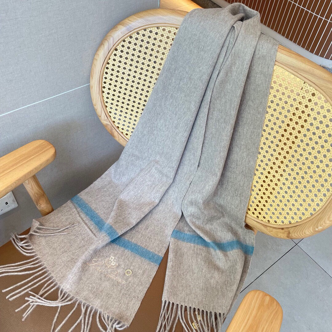 LP Twelve Scarf 180 CM In Light Brown Mix Light Blue Cashmere 180946