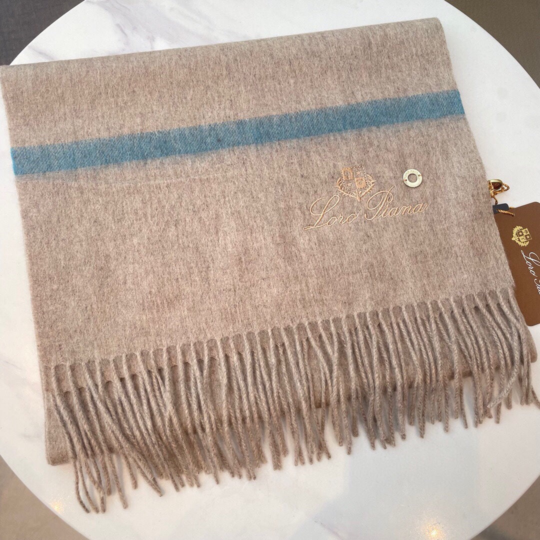 LP Twelve Scarf 180 CM In Light Brown Mix Light Blue Cashmere 180946