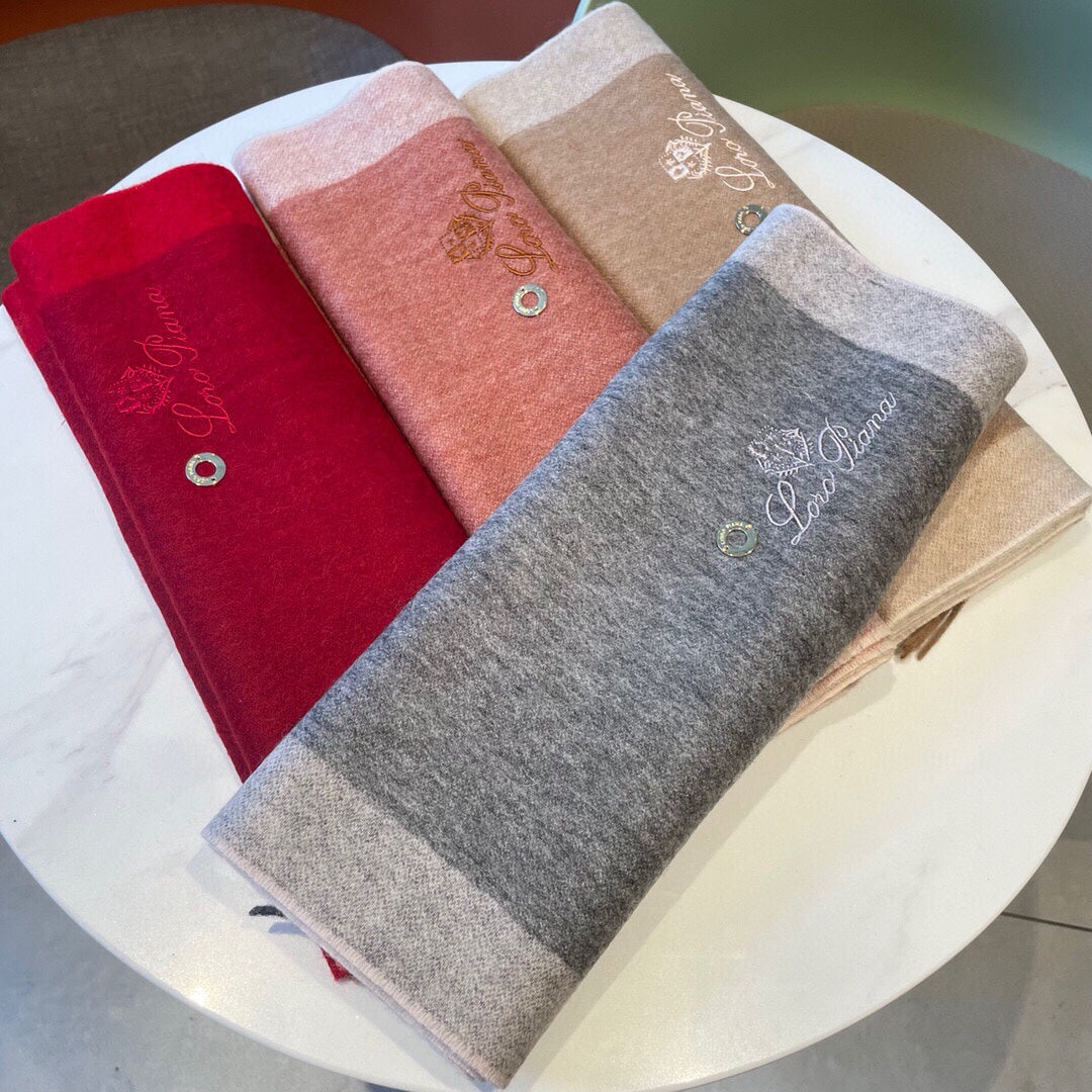 LP Grande Unita Scarf 180 CM In Coral Pink Mix Light Pink Cashmere 193786