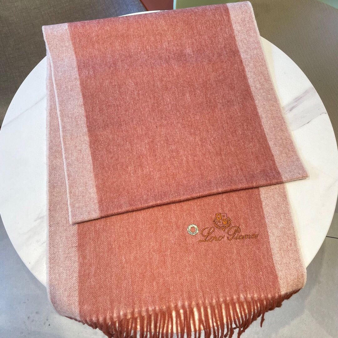 LP Grande Unita Scarf 180 CM In Coral Pink Mix Light Pink Cashmere 193786