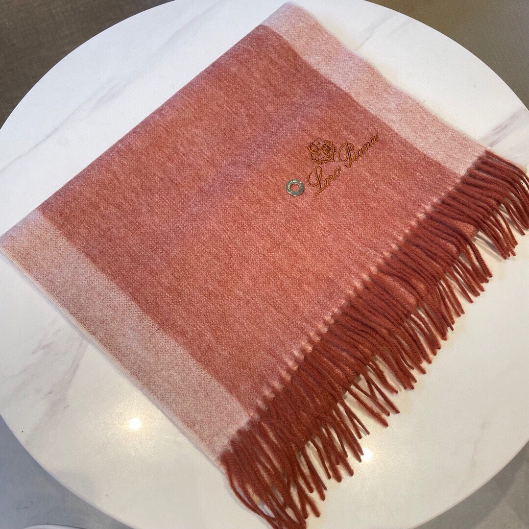LP Grande Unita Scarf 180 CM In Coral Pink Mix Light Pink Cashmere 193786