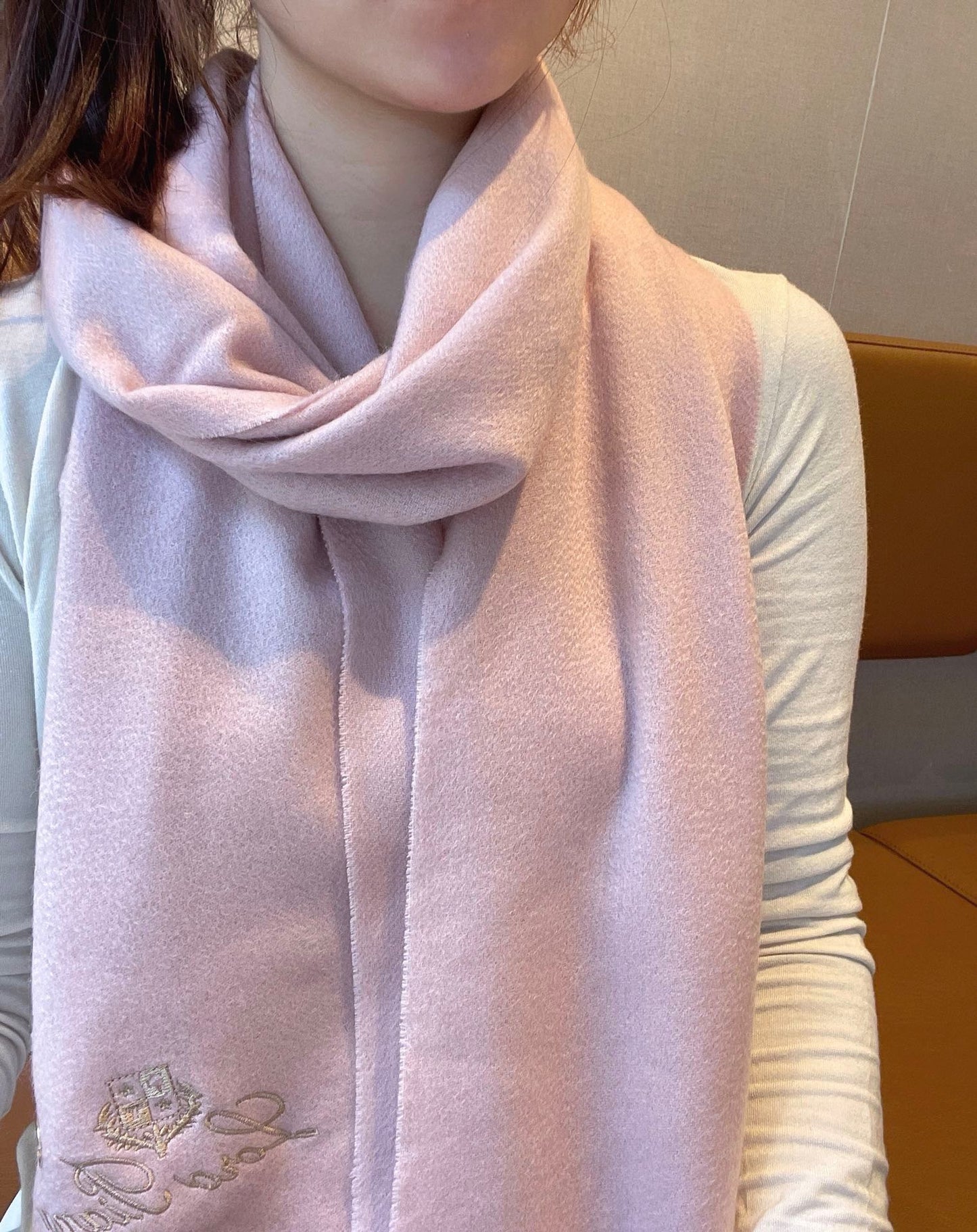 LP Grande Unita Scarf 180 CM In Light Pink With Coral Pink Cashmere 105244