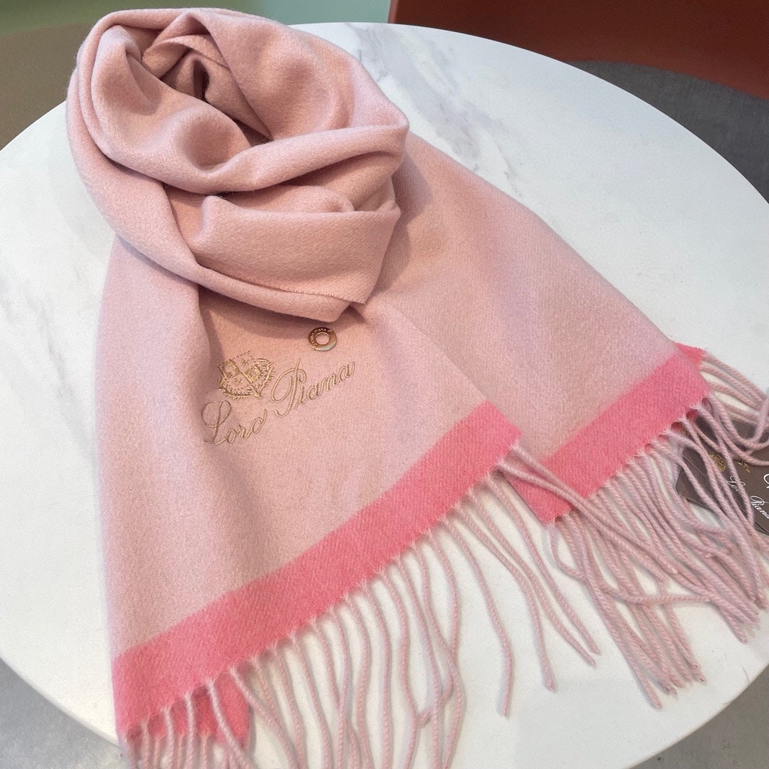 LP Grande Unita Scarf 180 CM In Light Pink With Coral Pink Cashmere 105244