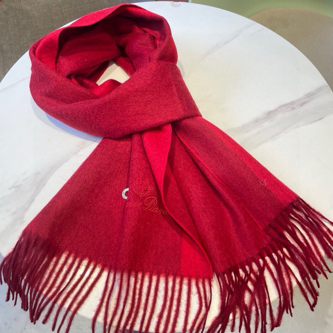 LP Grande Unita Scarf 180 CM In Crimson Mixed With Bright Red Cashmere 424621