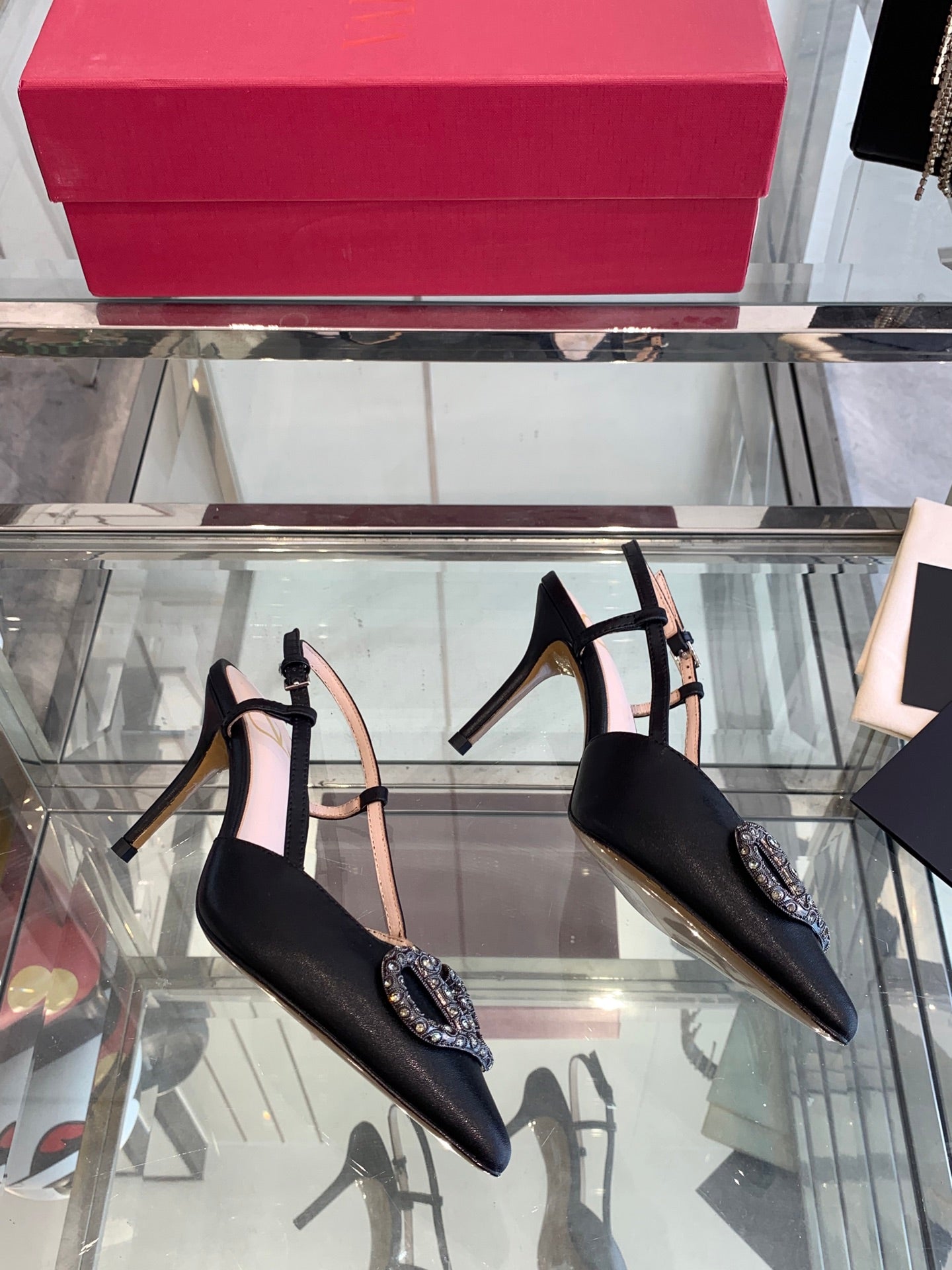 VT 25 High Heels Slingbacks Balck Cowhide 292335
