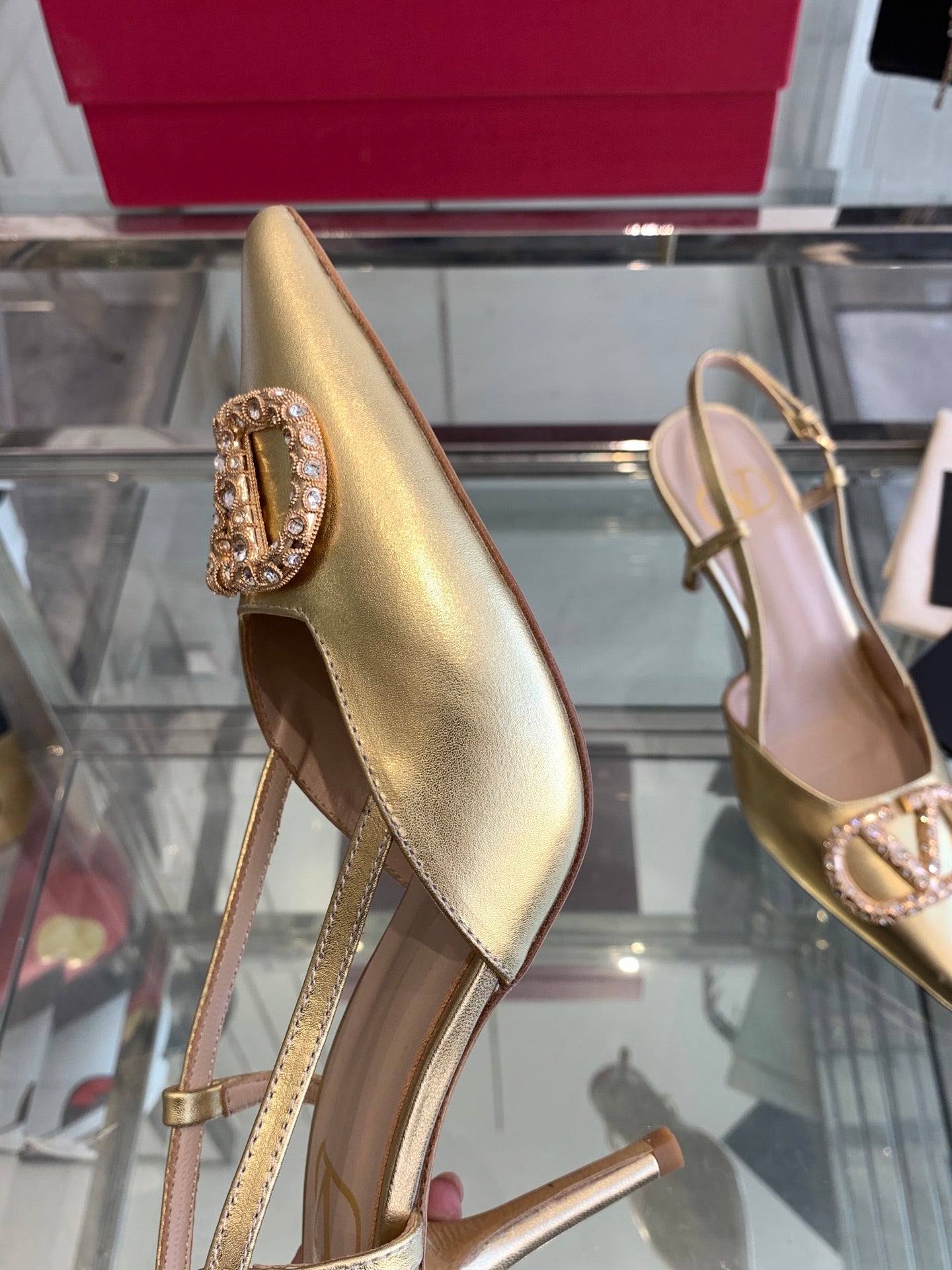 VT 25 High Heels Slingbacks Gold Cowhide 292345