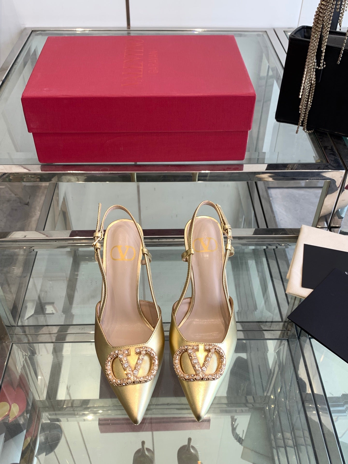 VT 25 High Heels Slingbacks Gold Cowhide 292345