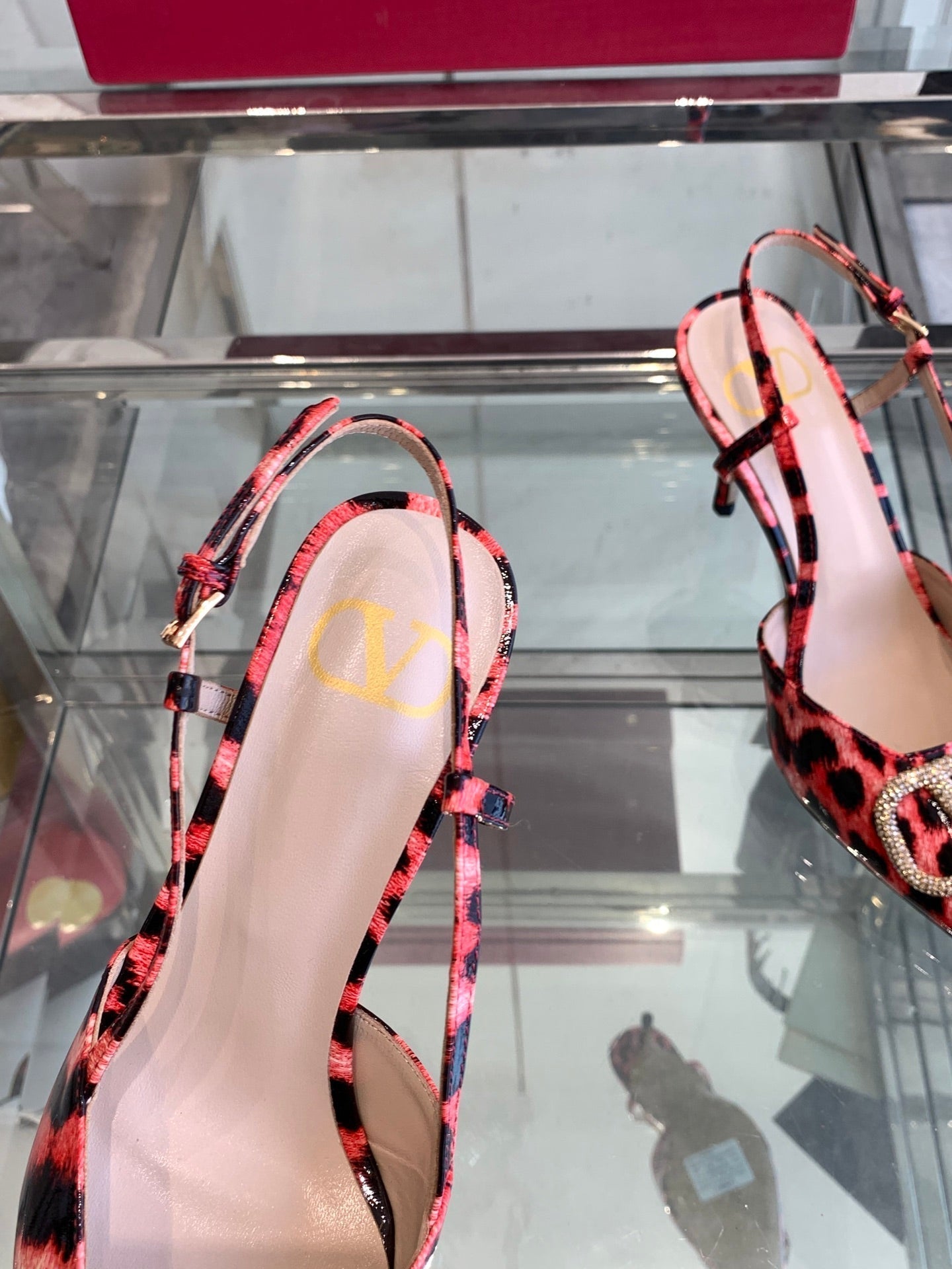 VT 25 High Heels Slingbacks Red Leopard Cowhide 292346