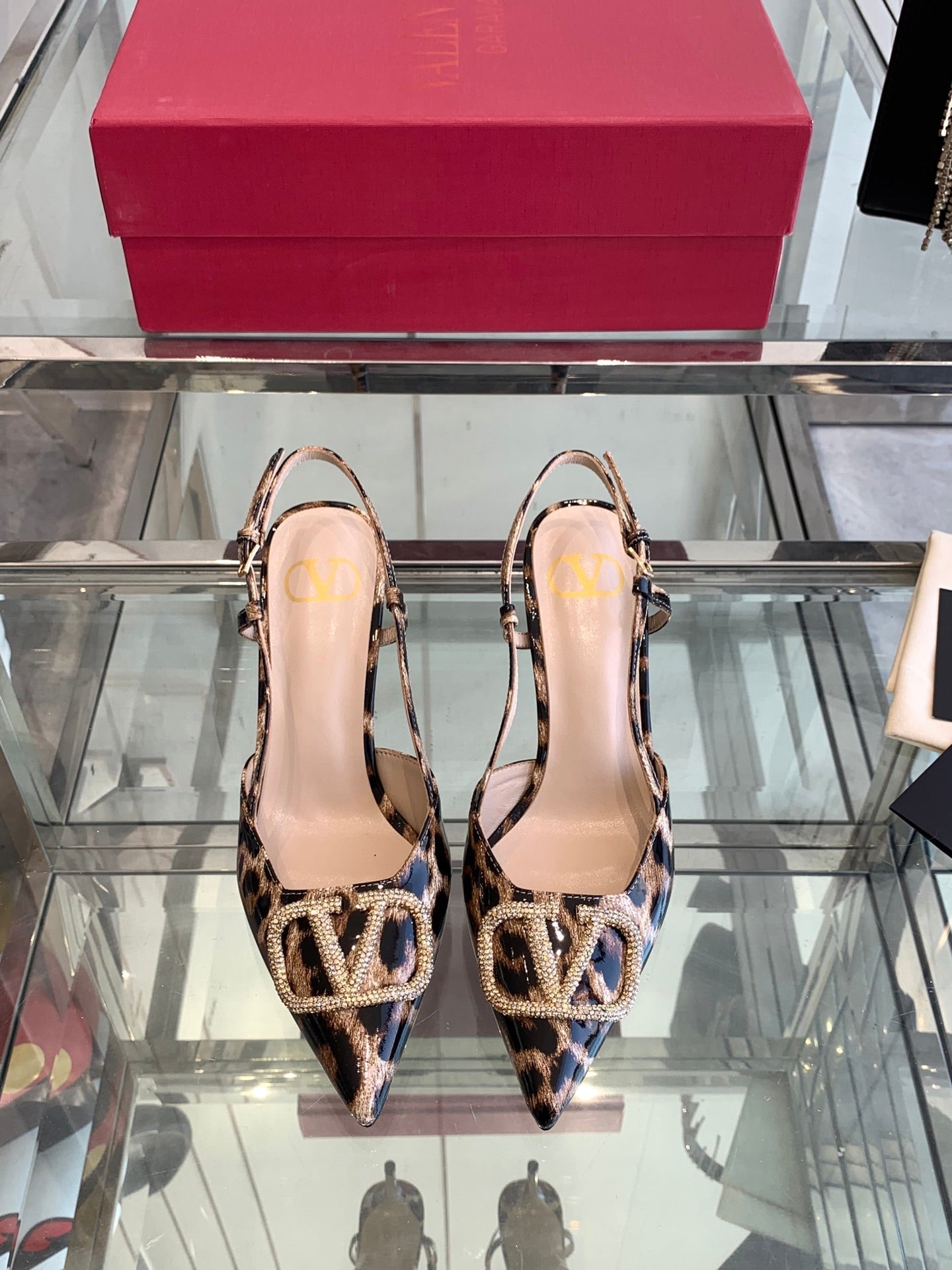 VT 25 High Heels Slingbacks Leopard Pattern Cowhide 292348