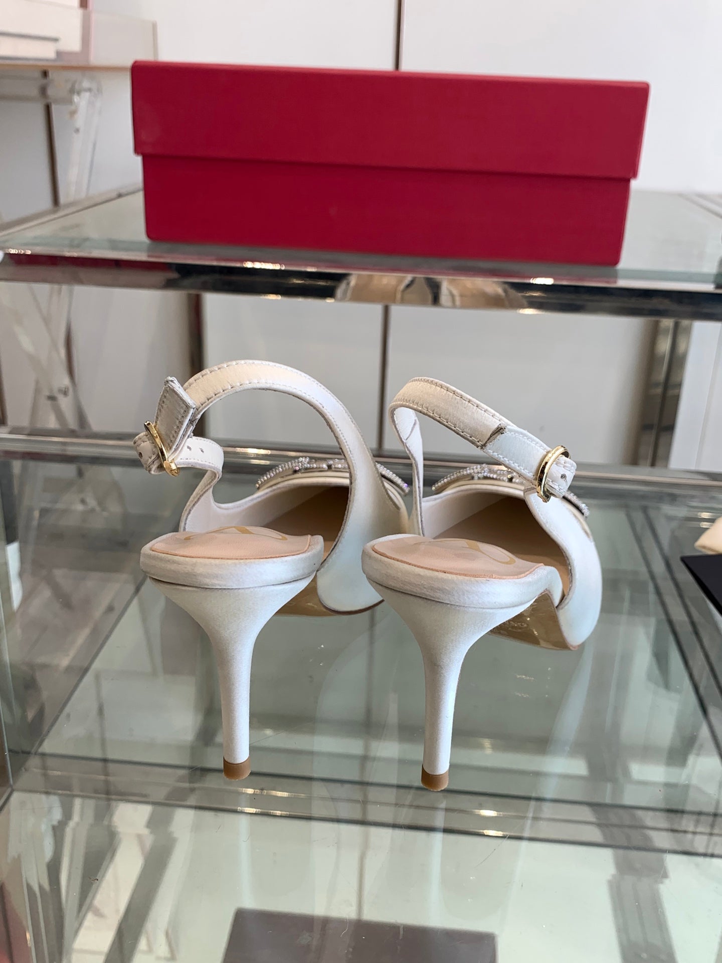 VT 25 High Heels Slingbacks White Cowhide 292351