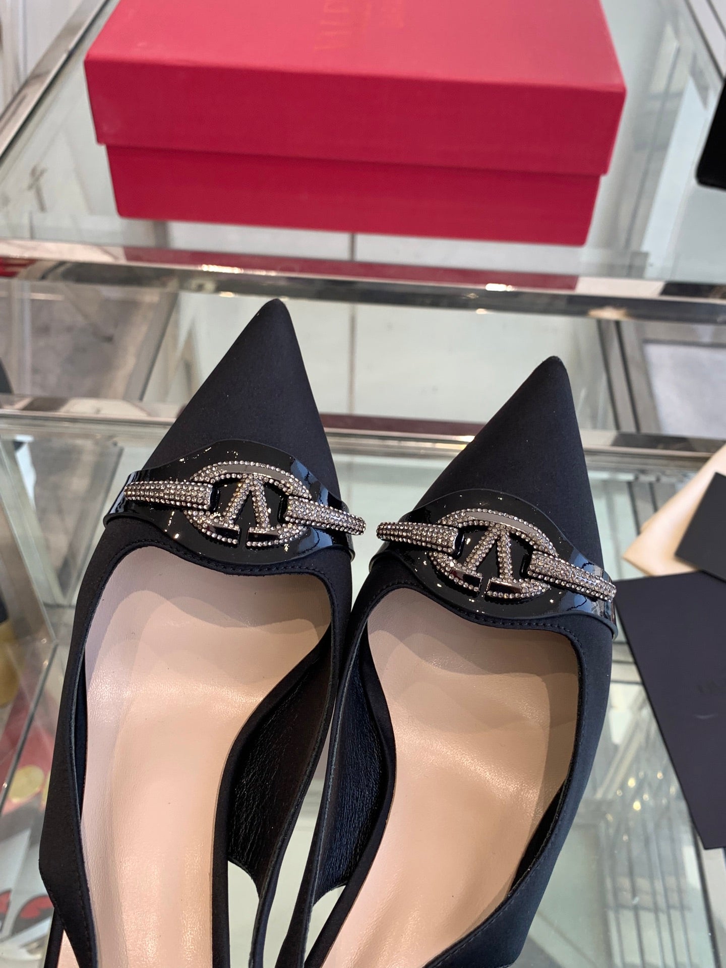 VT 25 High Heels Slingbacks Black Cowhide 292352