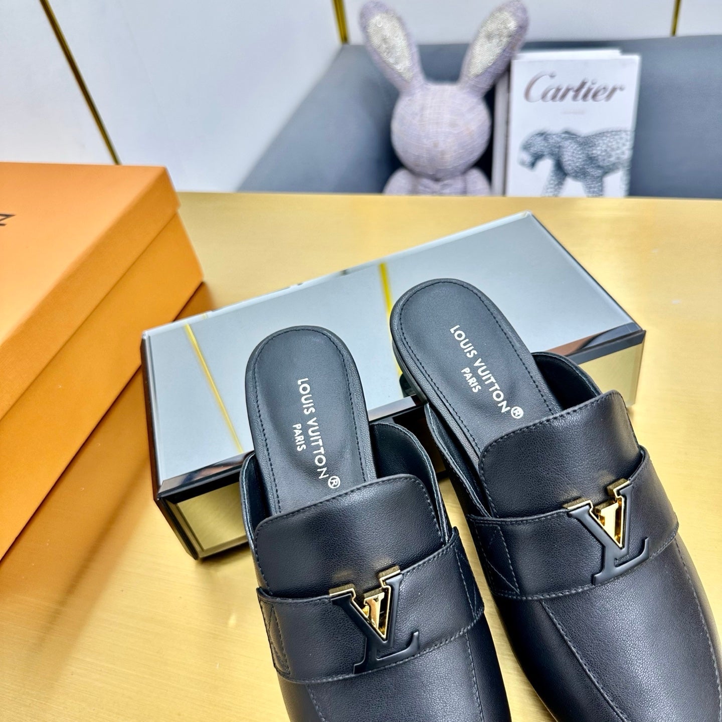LV 25C LV Capri Open Back Loafer Black Cowhide 219928