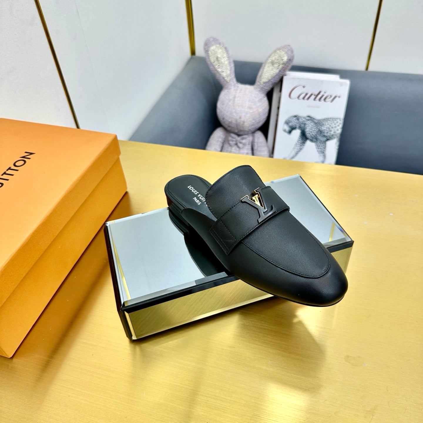 LV 25C LV Capri Open Back Loafer Black Cowhide 219928