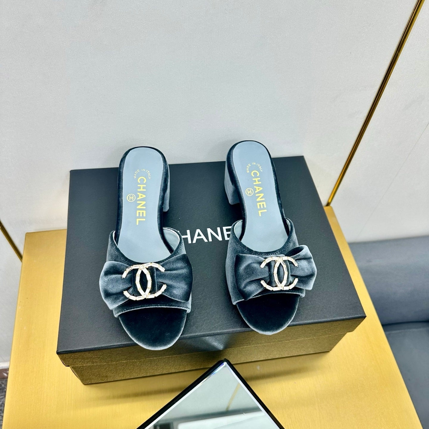 CC 25 Mid Heel Mules Gray Velvet 238474