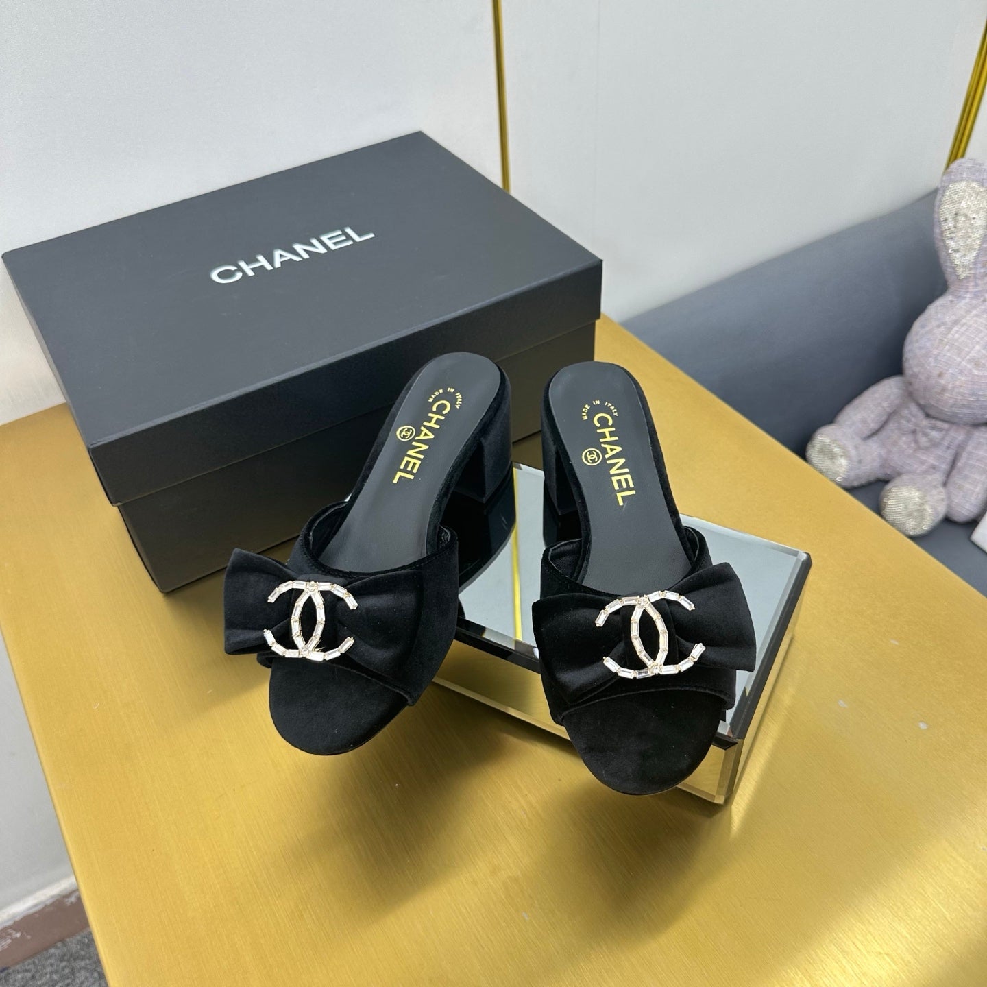 CC 25 Mid Heel Mules Black Velvet 238476