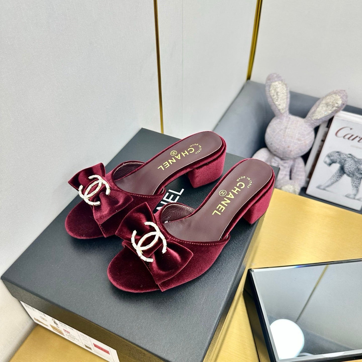 CC 25 Mid Heel Mules Burgundy Red Velvet 238479